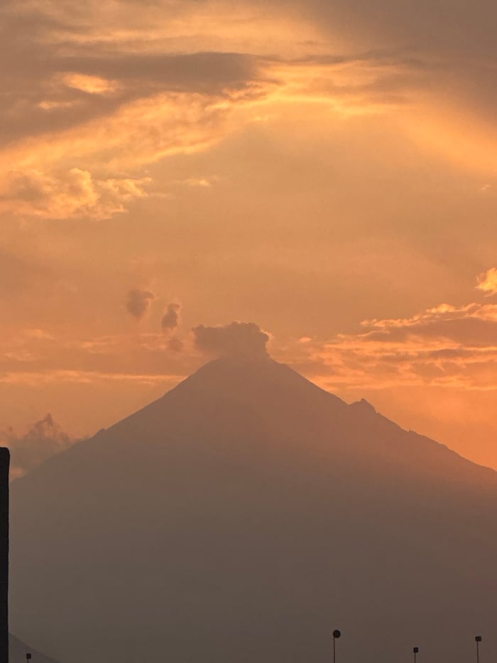 Dramatic sunrise captured over volcanic landscape in Ocotlán Mexico