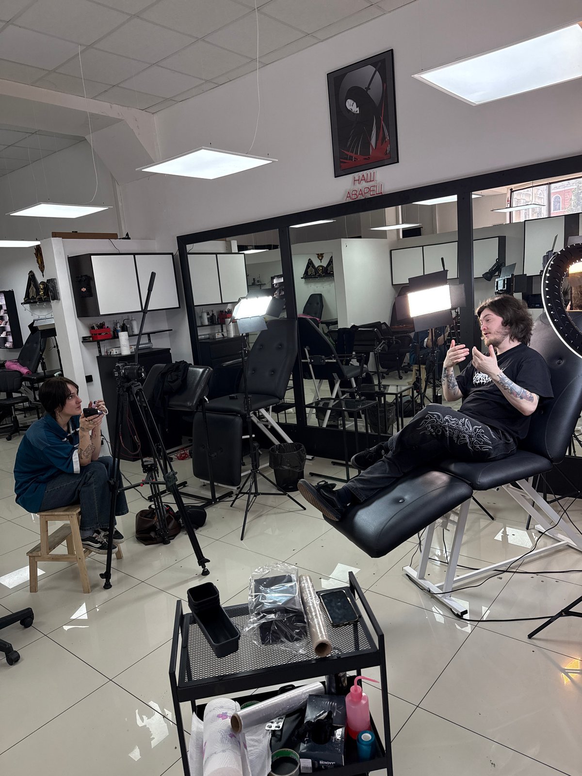 Tattoo studio scene documented in Rostov-on-Don