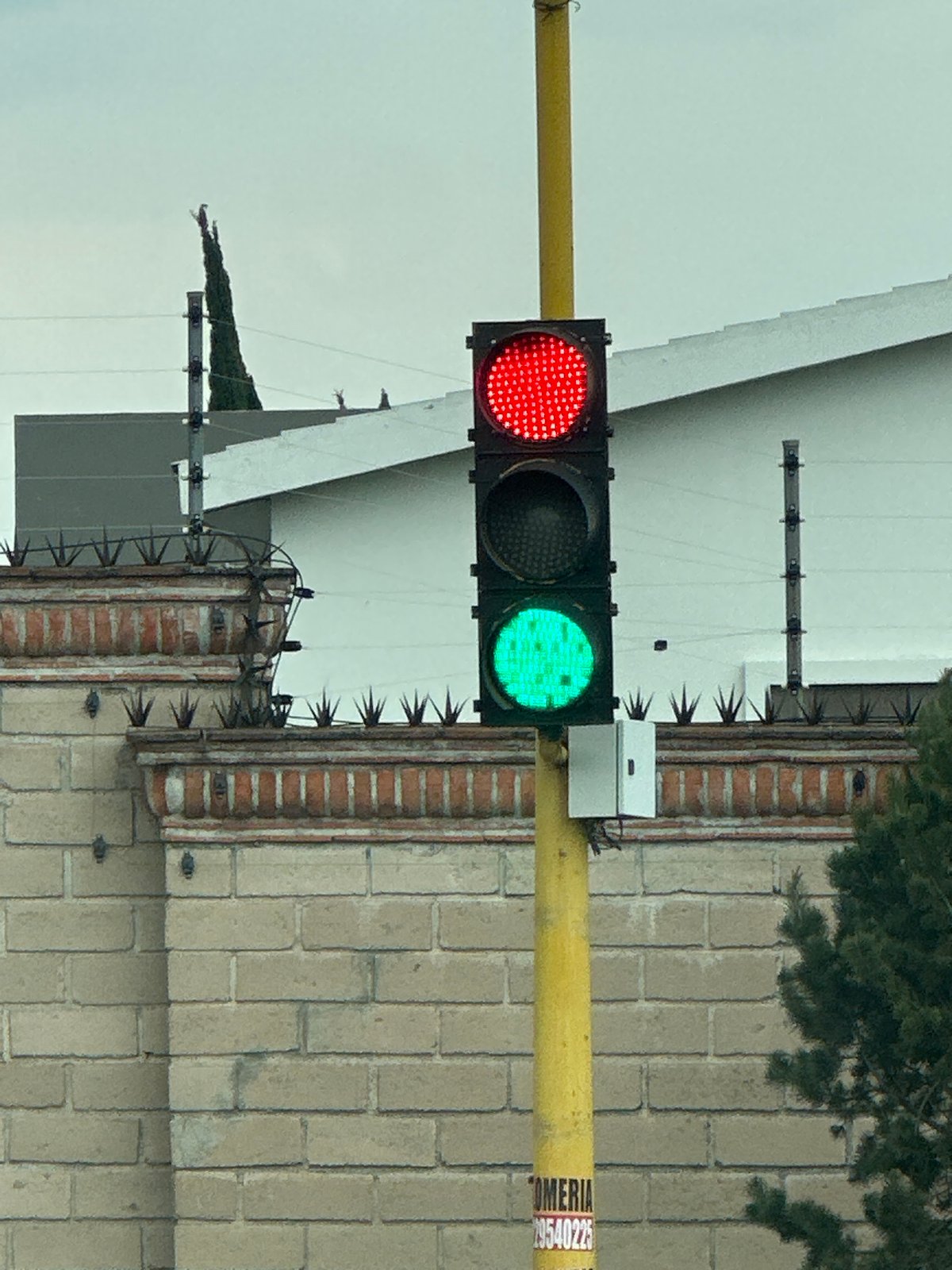 Traffic light shows red and green simultaneously in Mexico