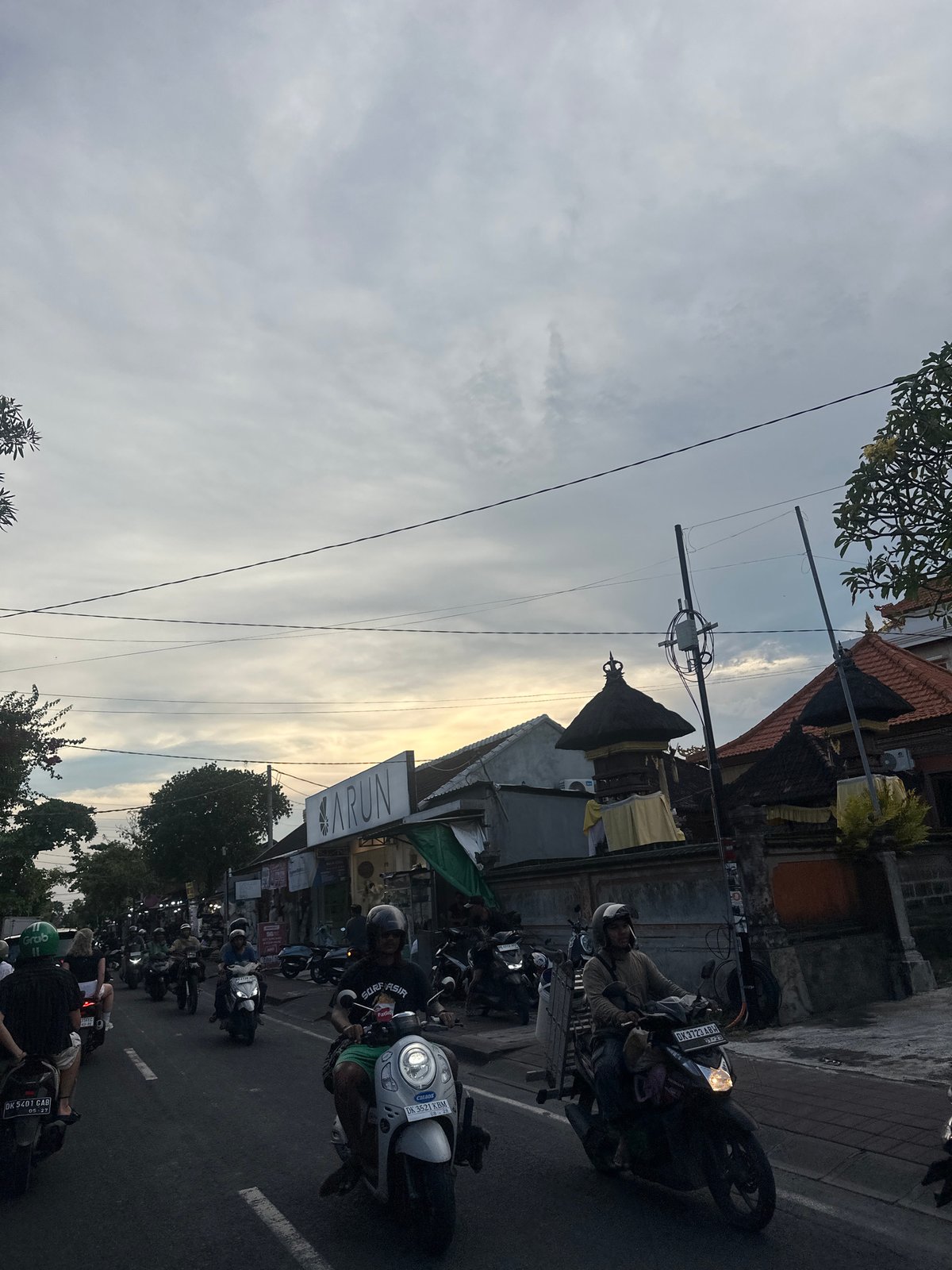 Heavy motorcycle congestion observed on North Kuta street