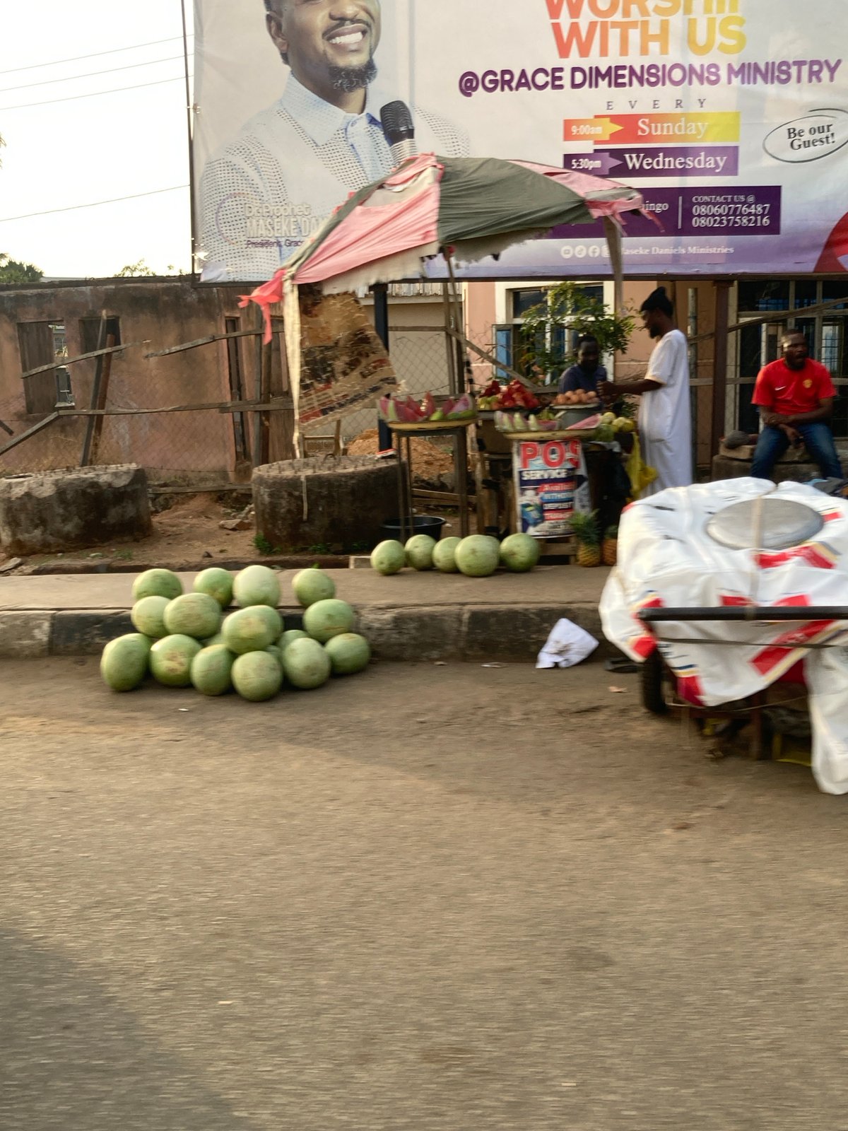 Roadside watermelon vendor operates in Jos, Nigeria