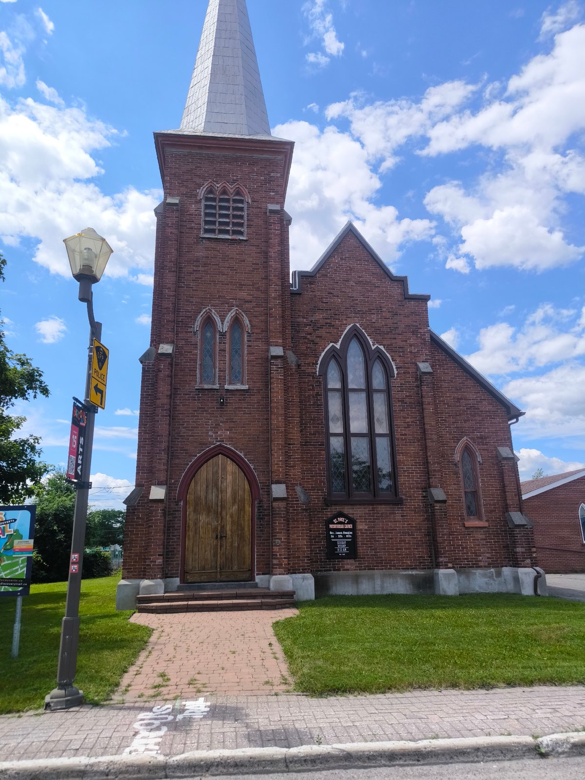 Historic churches in Hawkesbury captured from multiple street-level angles
