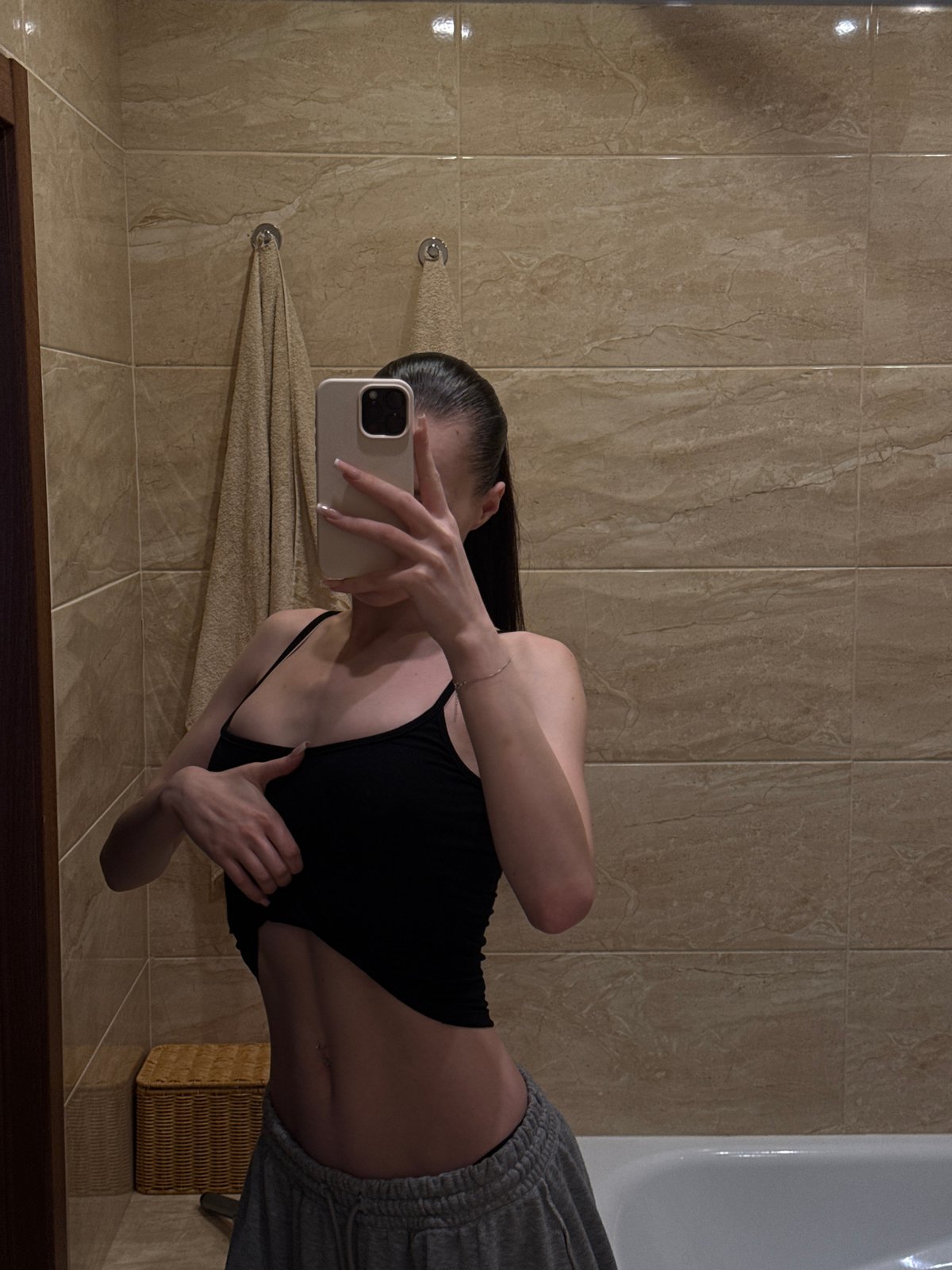 Bathroom mirror selfies in a Khimki apartment