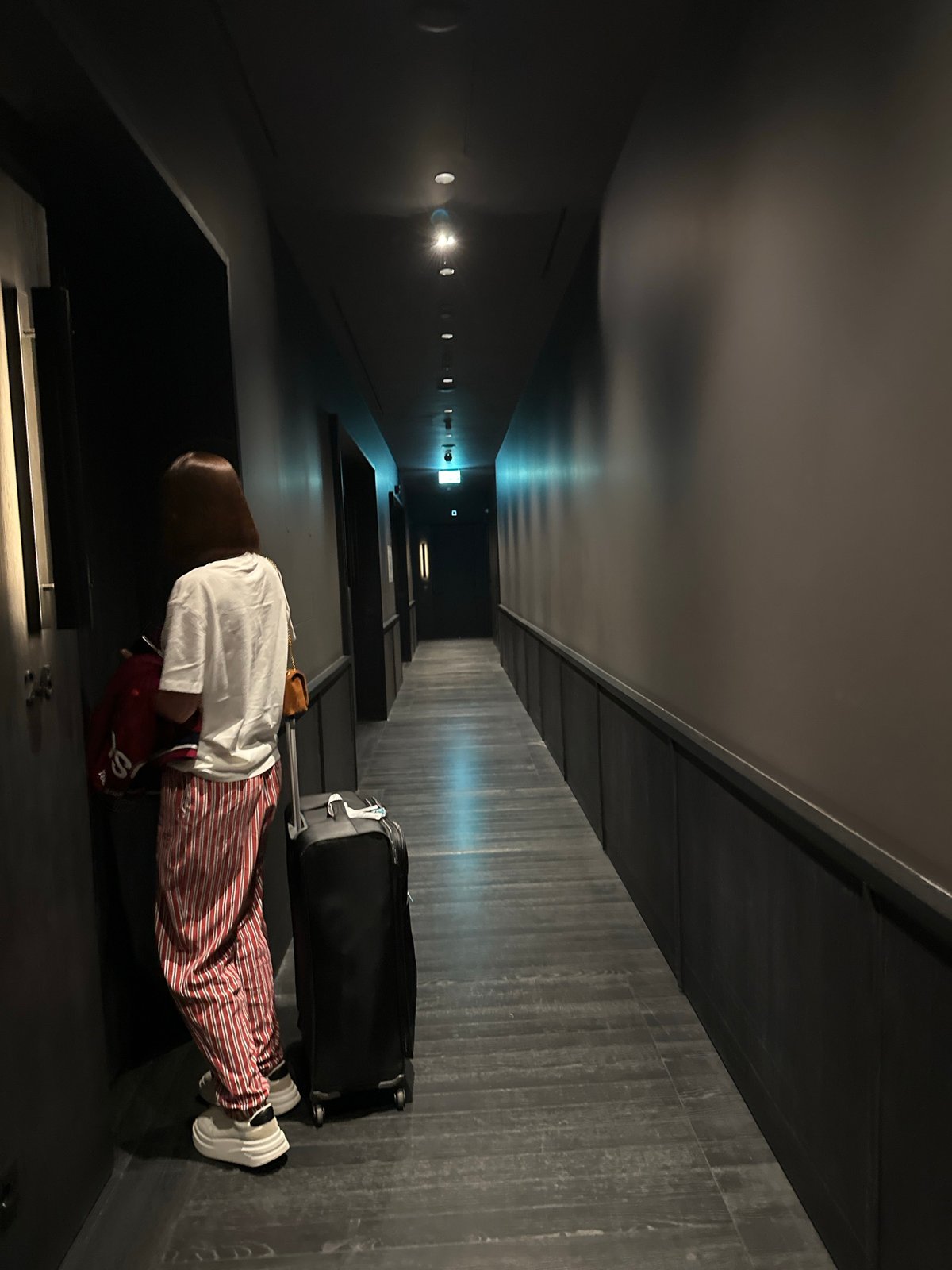Traveler checks into modern Tbilisi hotel, settles in