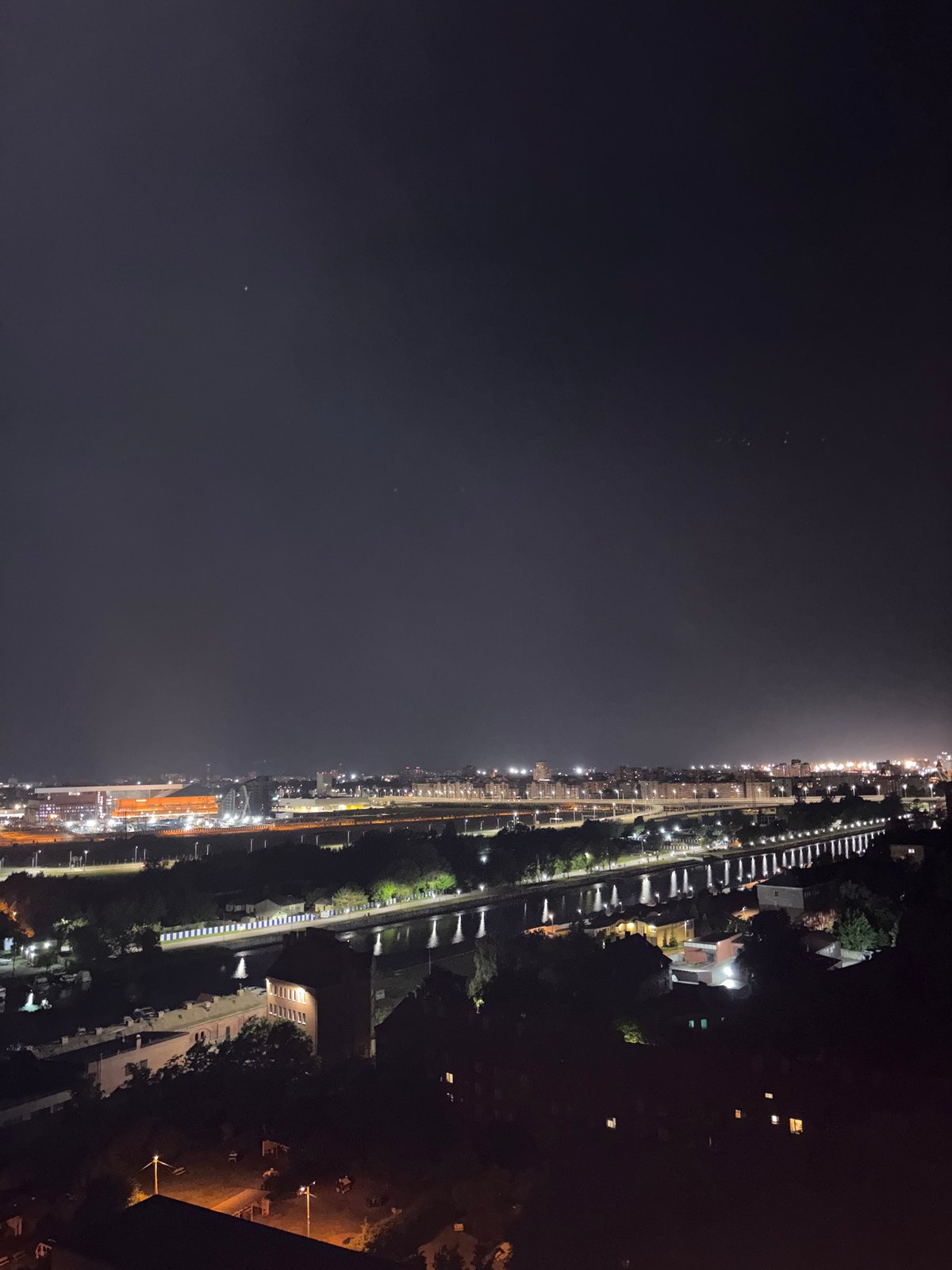 Nighttime panoramic views captured across Kaliningrad cityscape