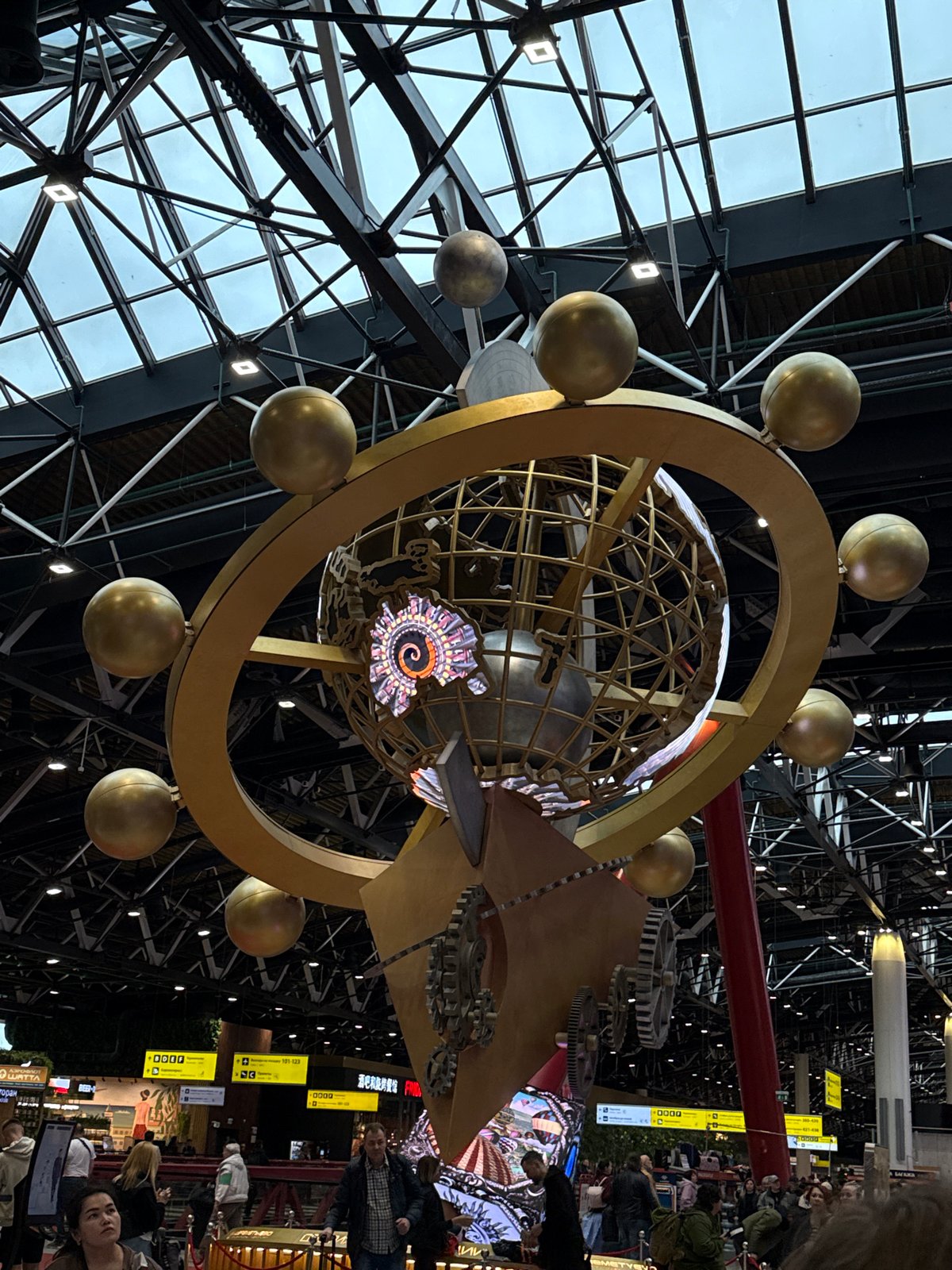 Traveler documents Sheremetyevo Airport interior scenes in Khimki