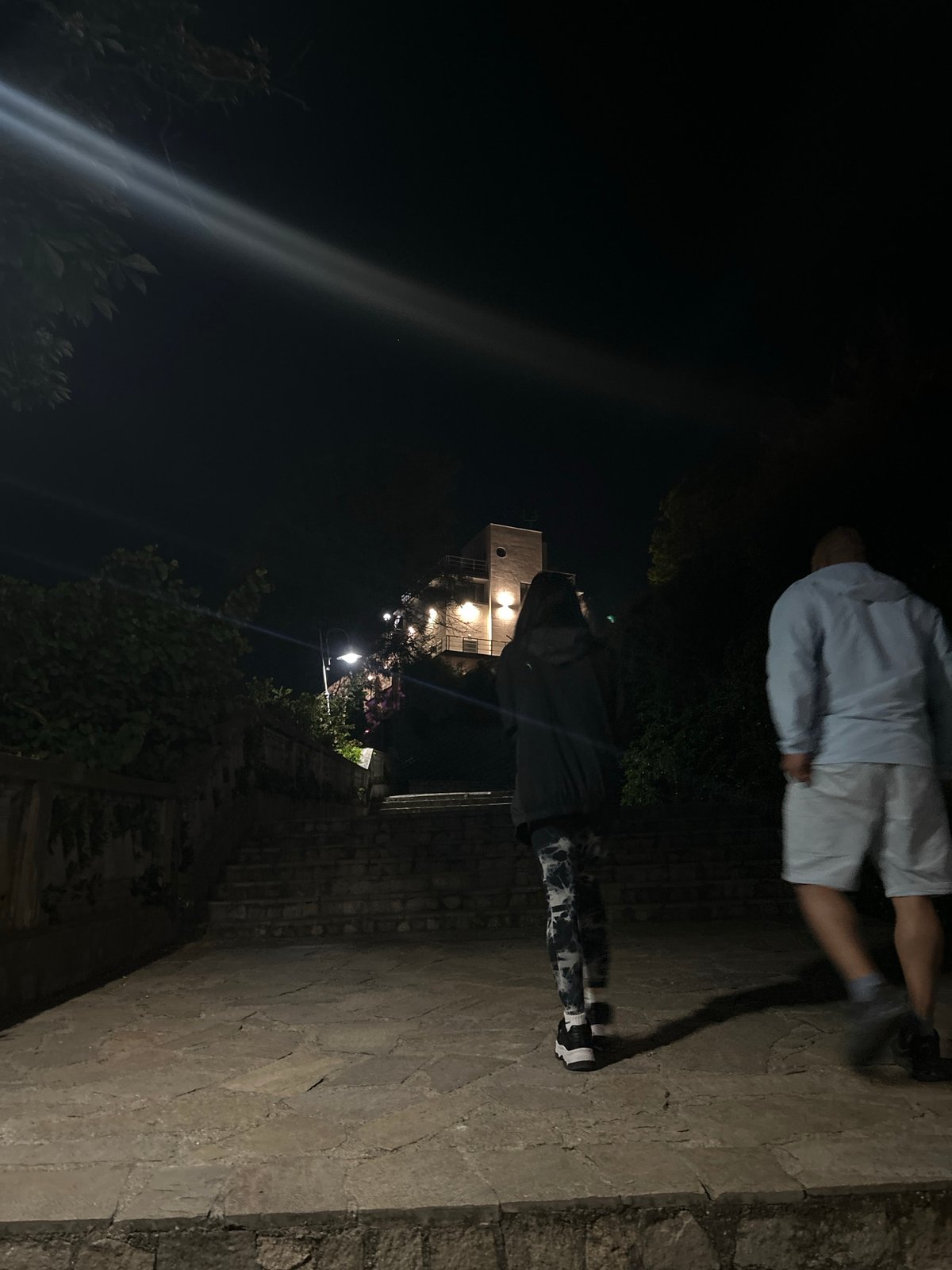 Nighttime scenes captured around illuminated Burgas waterfront and pier