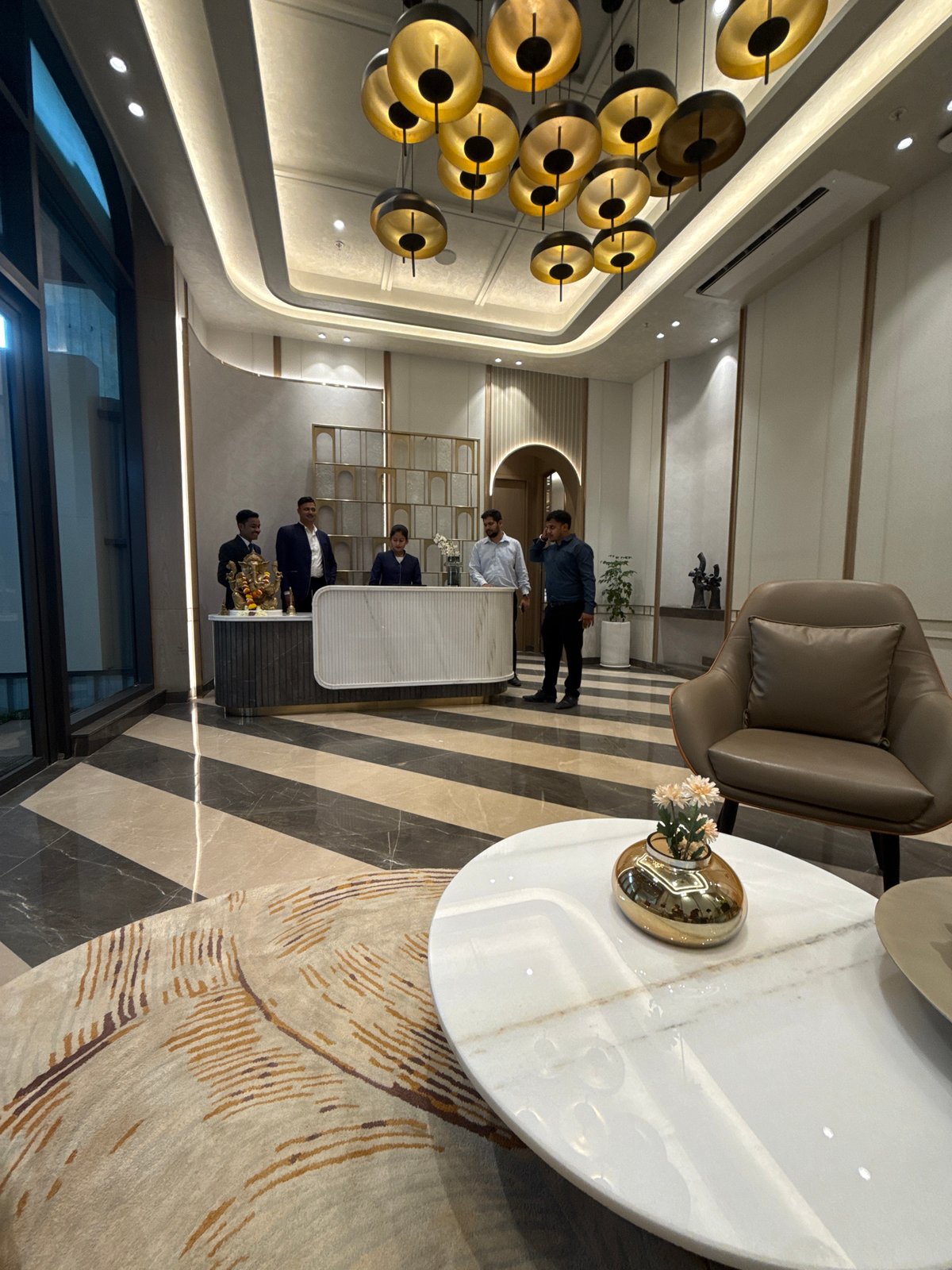 Modern hotel lobby interior observed in Pimpri-Chinchwad