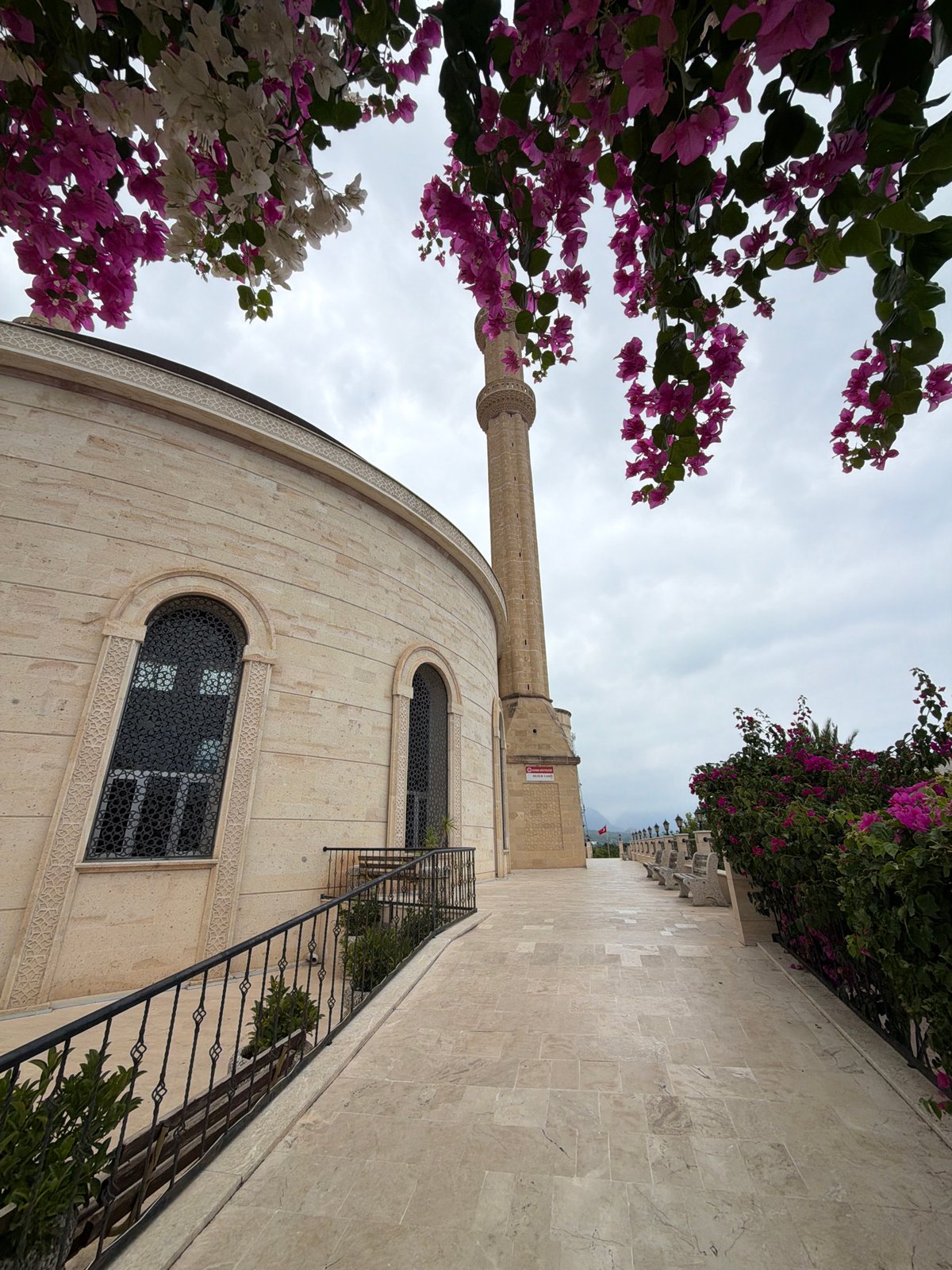 Morning around Kemer's streets, mosque, and waterfront plaza