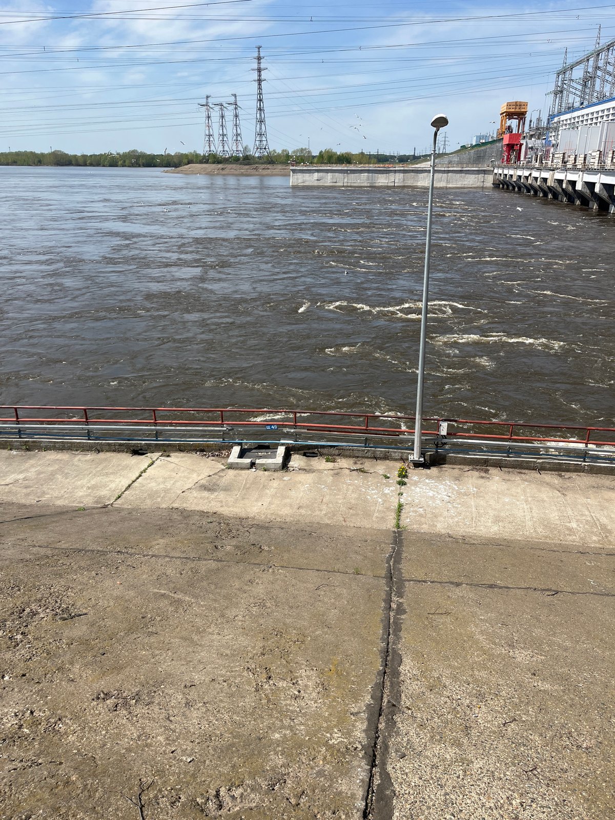 Turbulent waters observed at Kama River dam in Chaikovsky