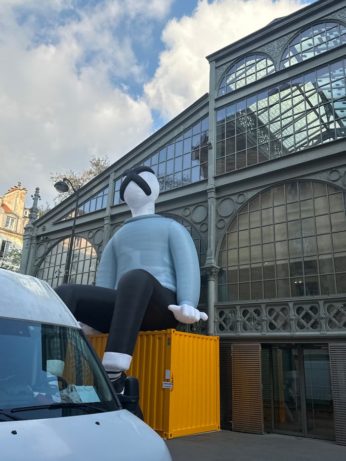 Large inflatable art installation displayed in central Paris