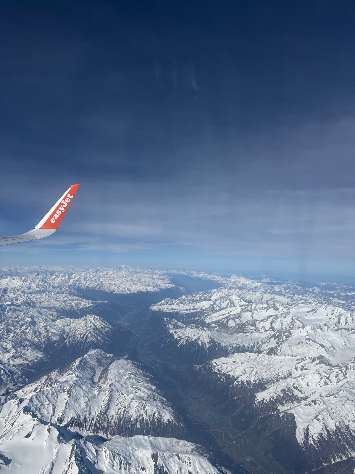 EasyJet passenger captures aerial view of snowy mountains