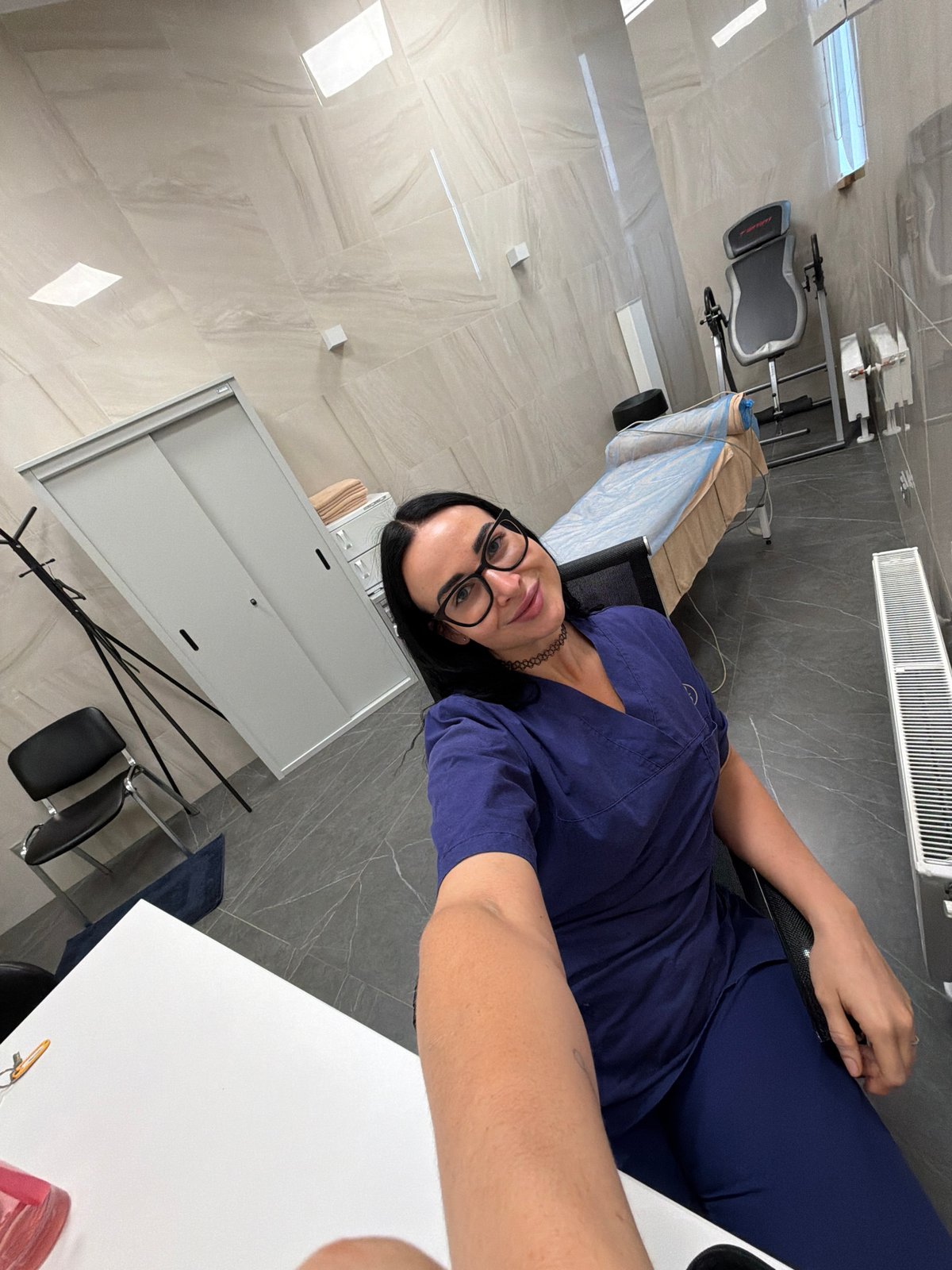 Medical worker documents shift with selfies in Saint Petersburg
