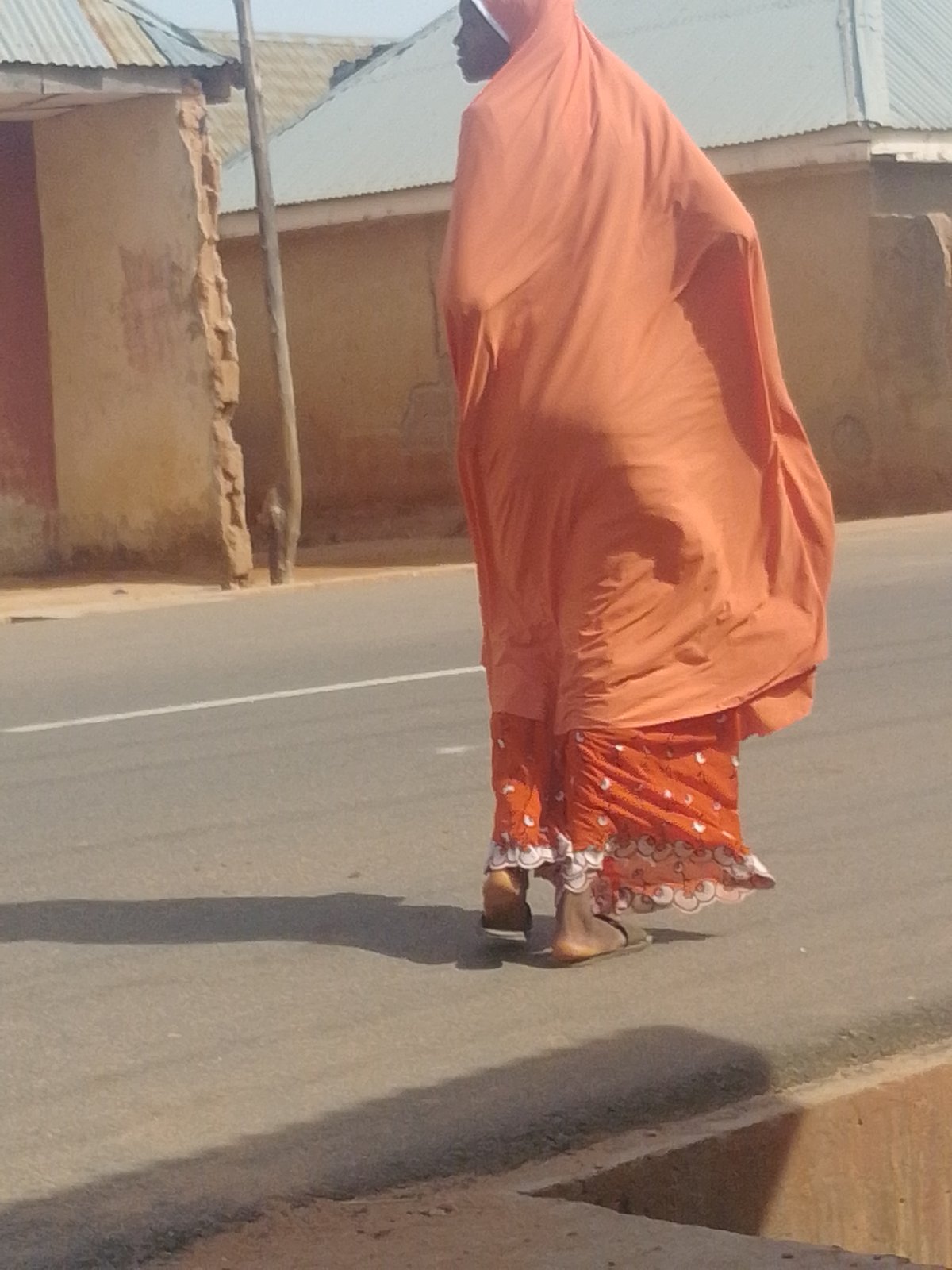 Morning street life on a busy road in Tempure, Nigeria