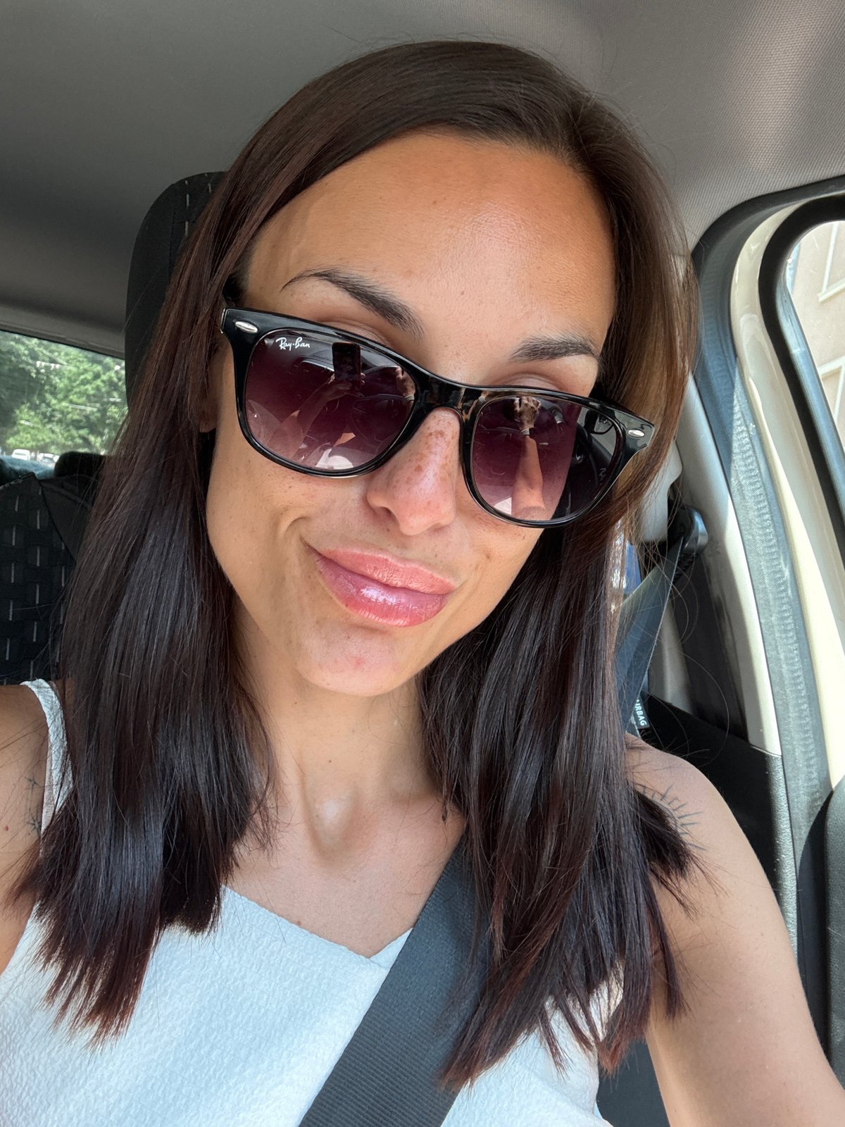 Sunny car selfie in Pleven, Bulgaria