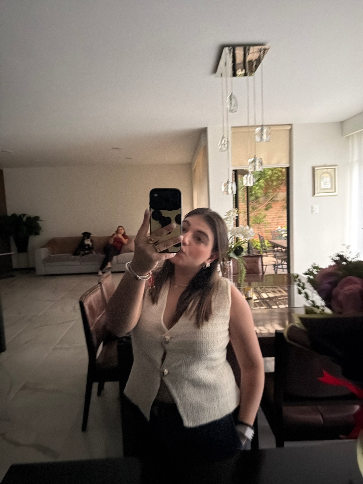 Woman documents quiet evening moments with pet at Mexico residence