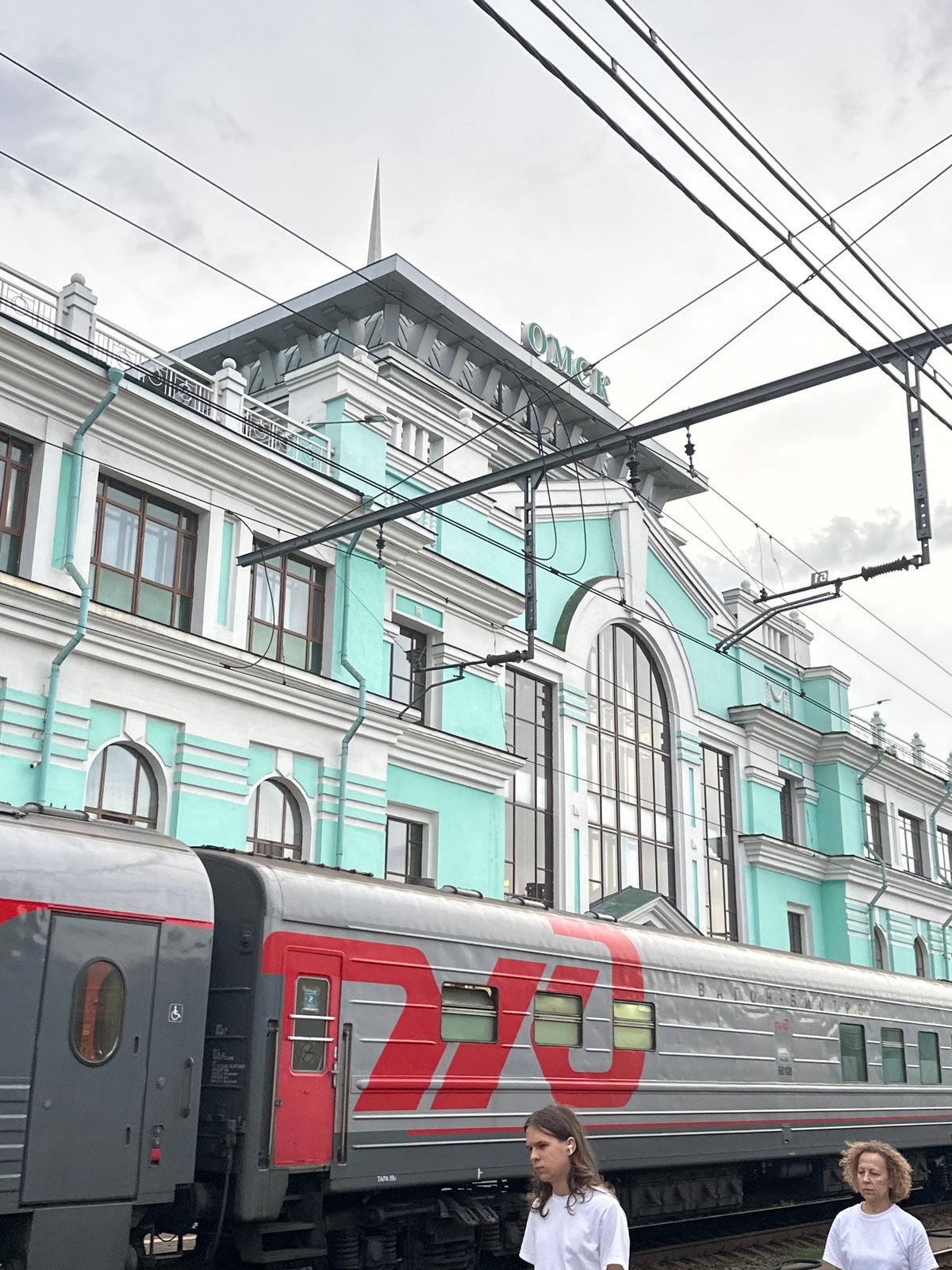 Omsk's main railway station on a stormy July afternoon