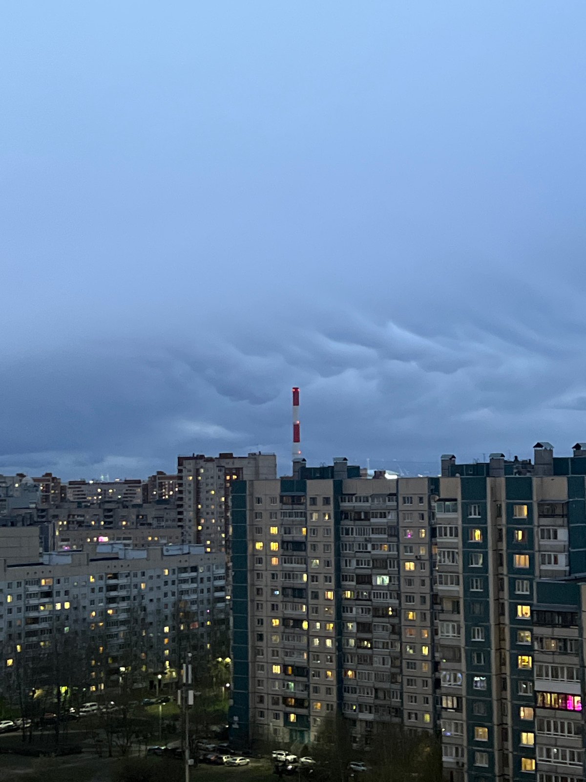 Saint Petersburg residential district observed during twilight hours