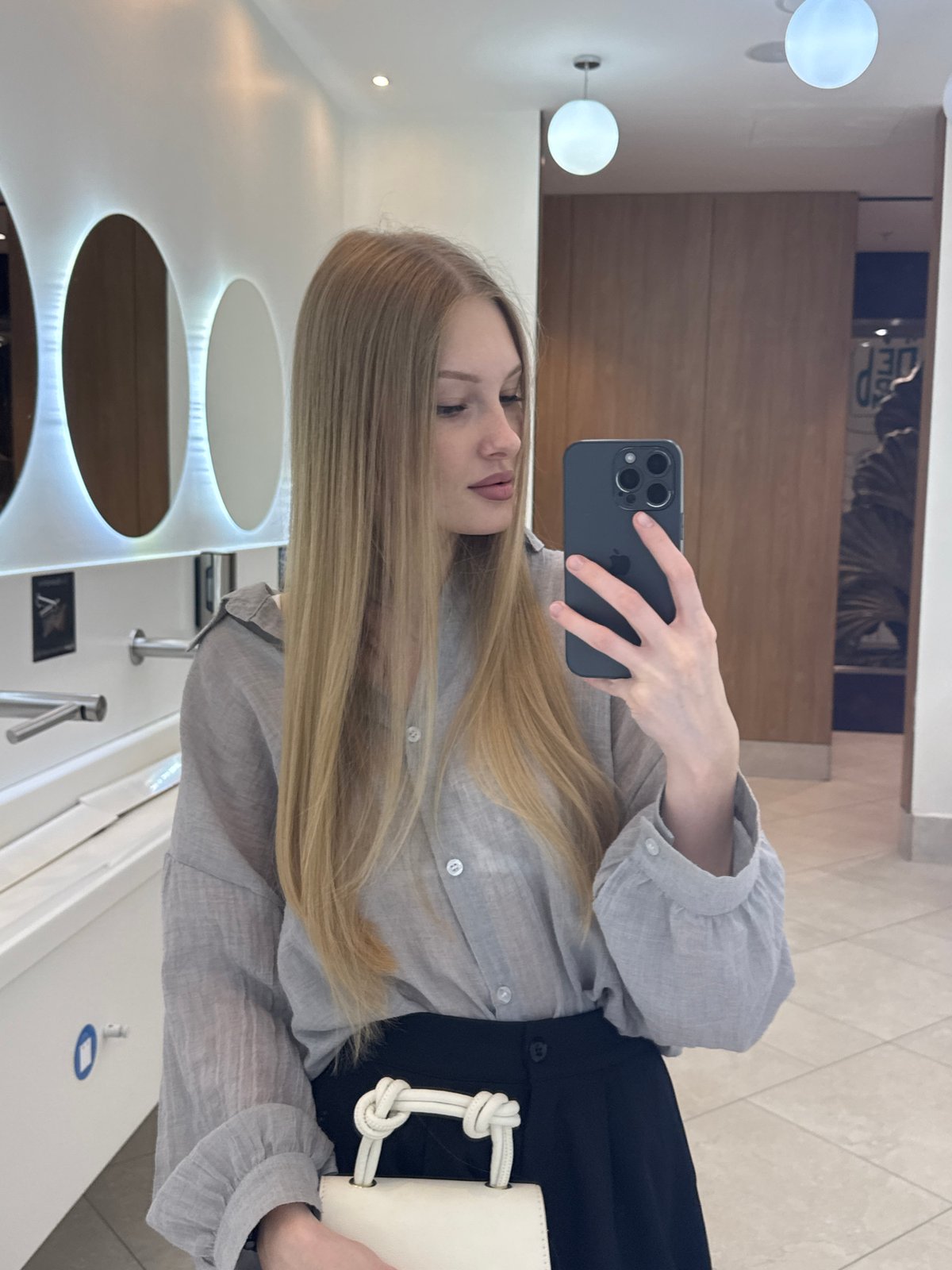 Restroom selfies and burger lunch in Perm, Russia