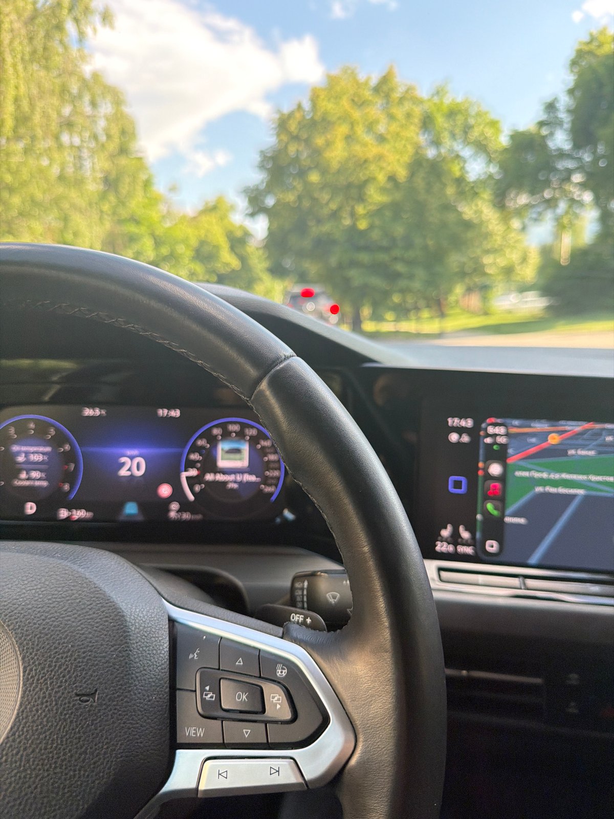 Driver's perspective view captured inside vehicle in Sofia