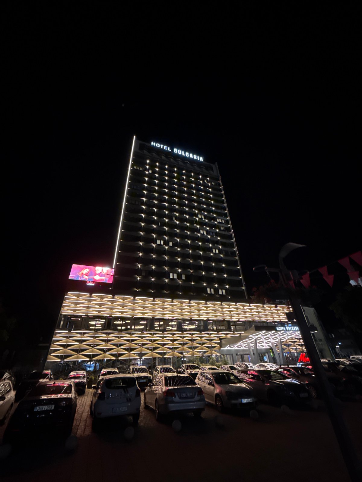 Nighttime illumination across central Burgas landmarks