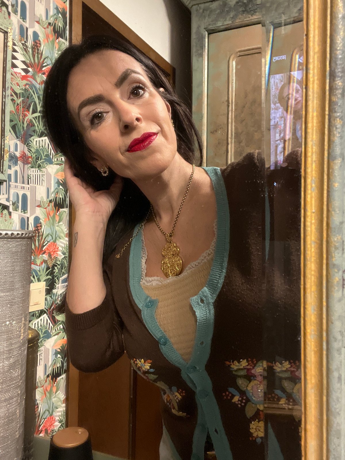 Woman photographed in multiple poses at Konz residence