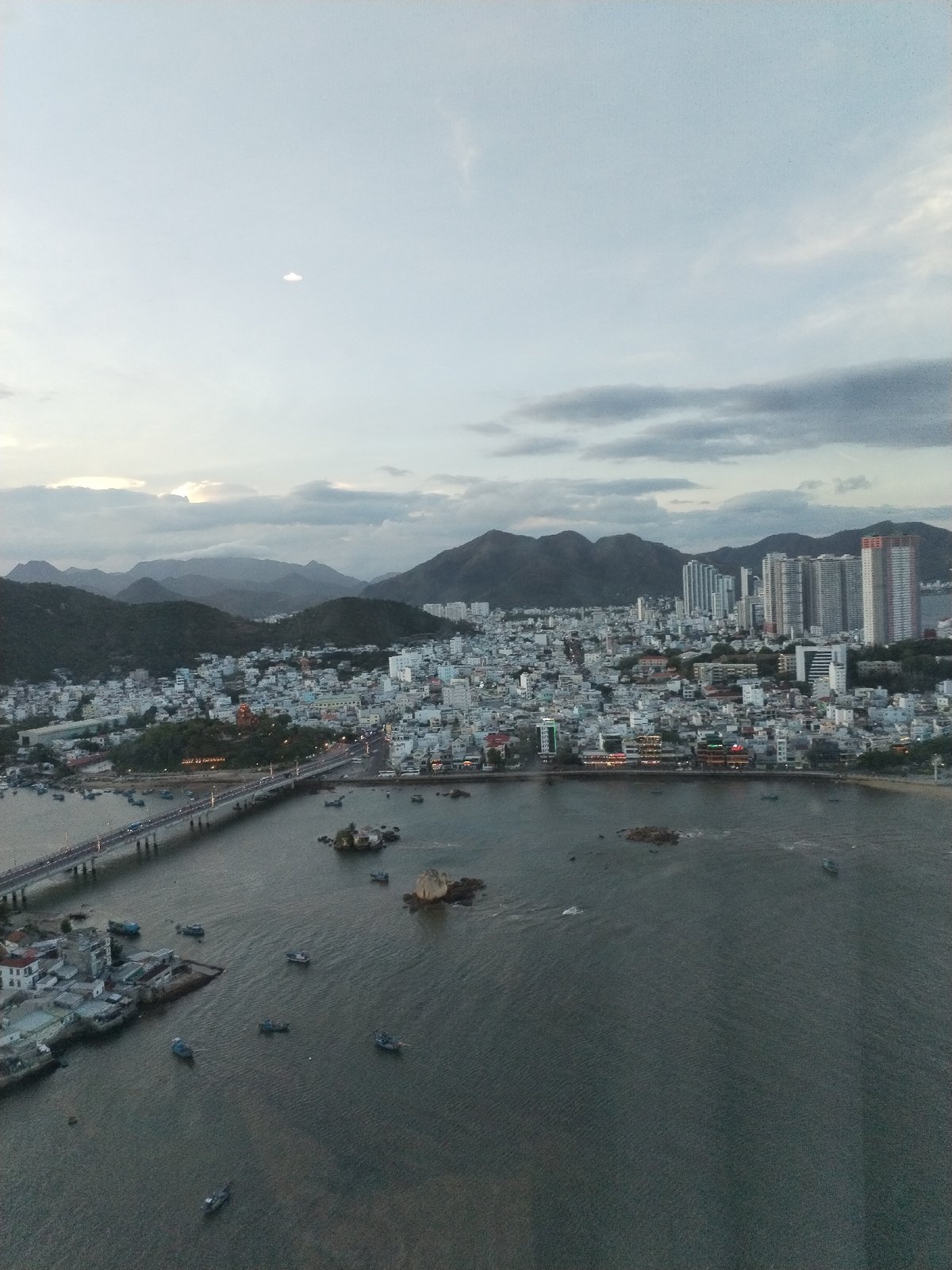 Aerial views document Nha Trang cityscape and coast