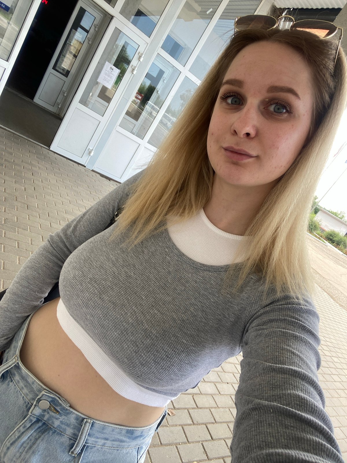 Selfie session outside a building in Chaikovsky, Russia