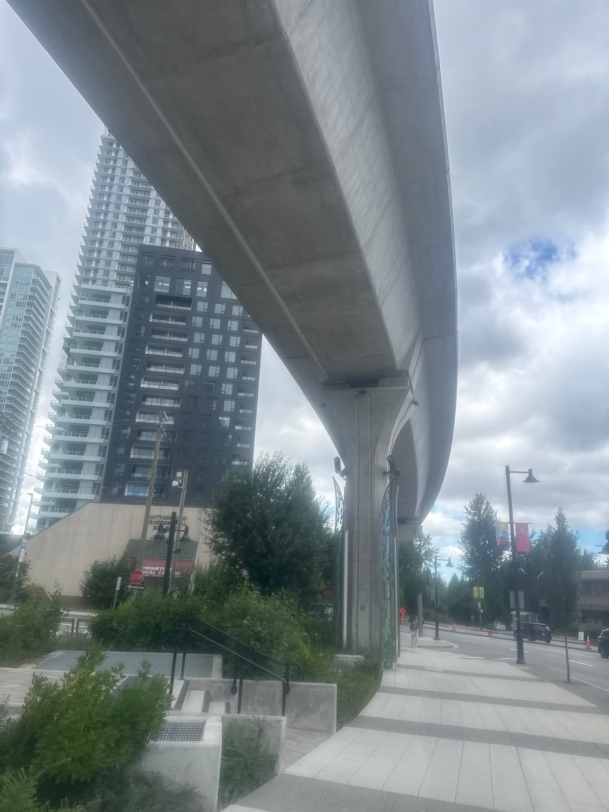 SkyTrain corridor and high-rise development along Lougheed Highway, Coquitlam