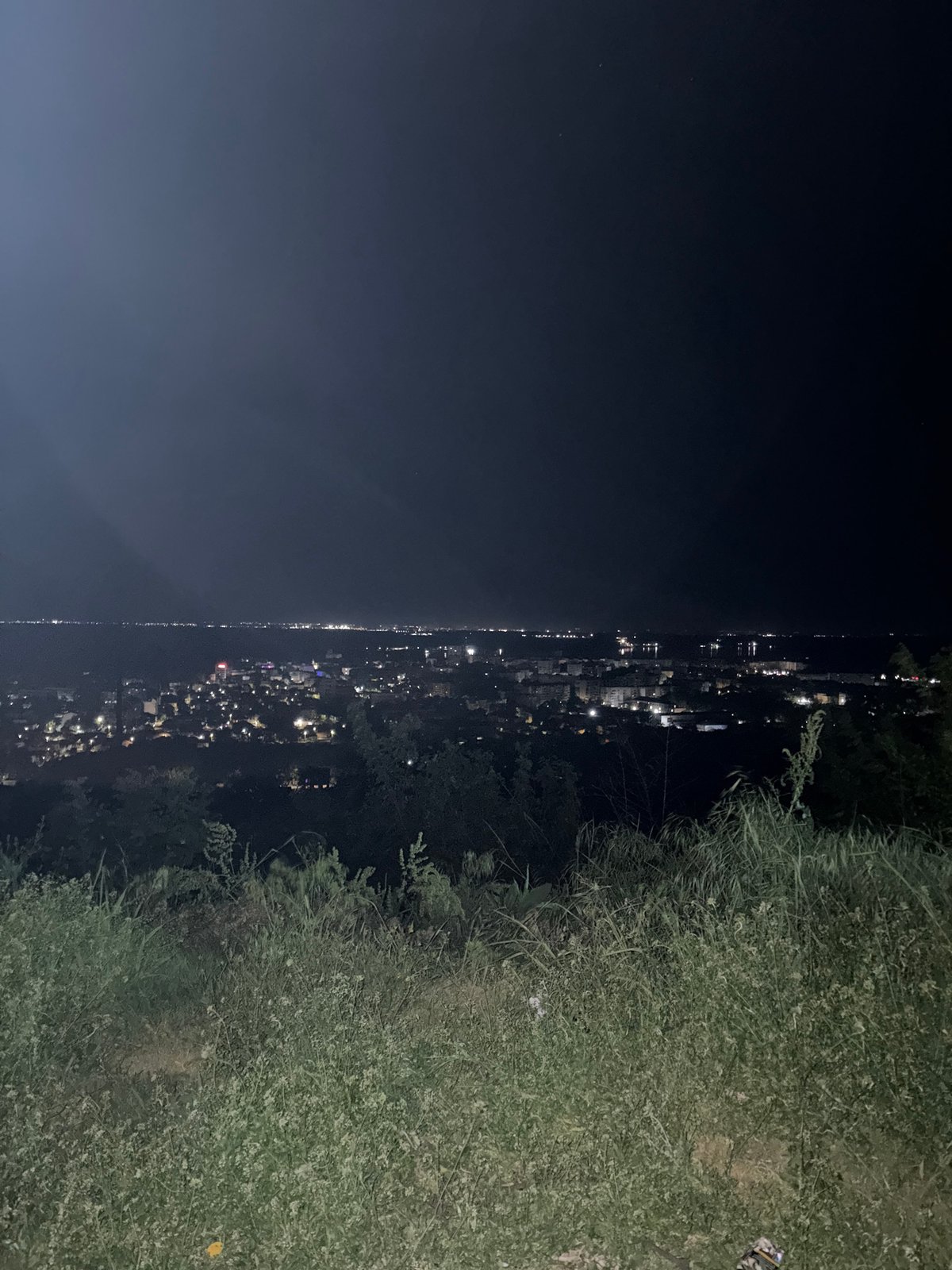 Nighttime cityscape captured overlooking Silistra, Bulgaria