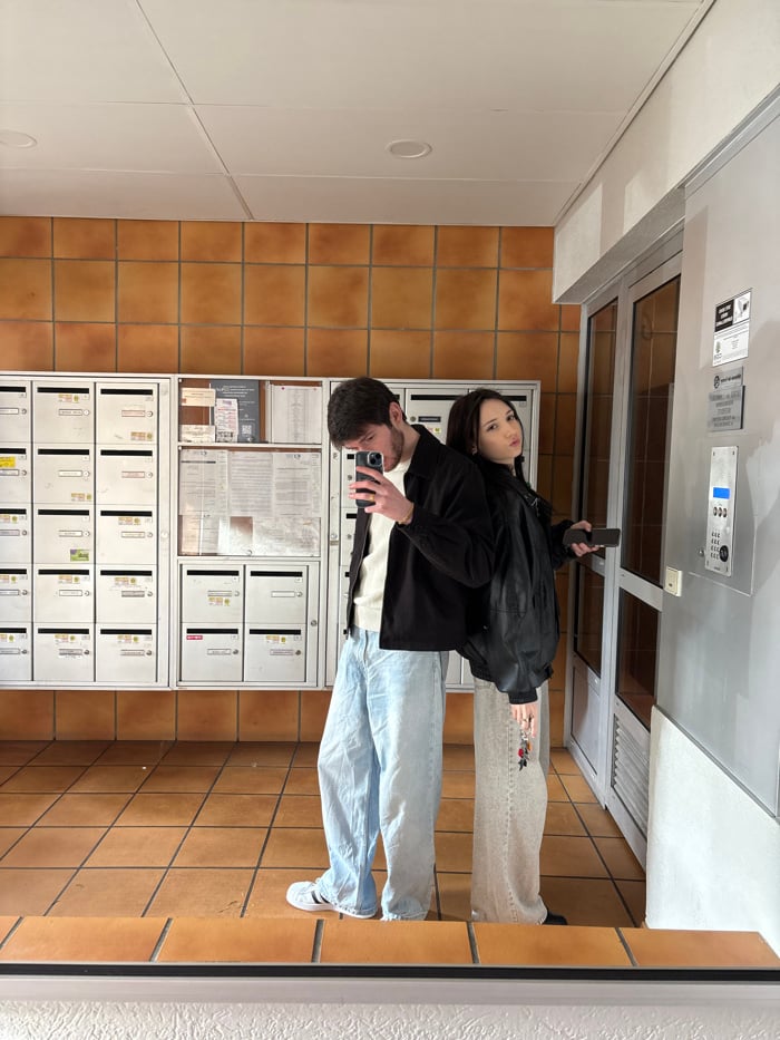Casual selfies captured in Cachan residential spaces