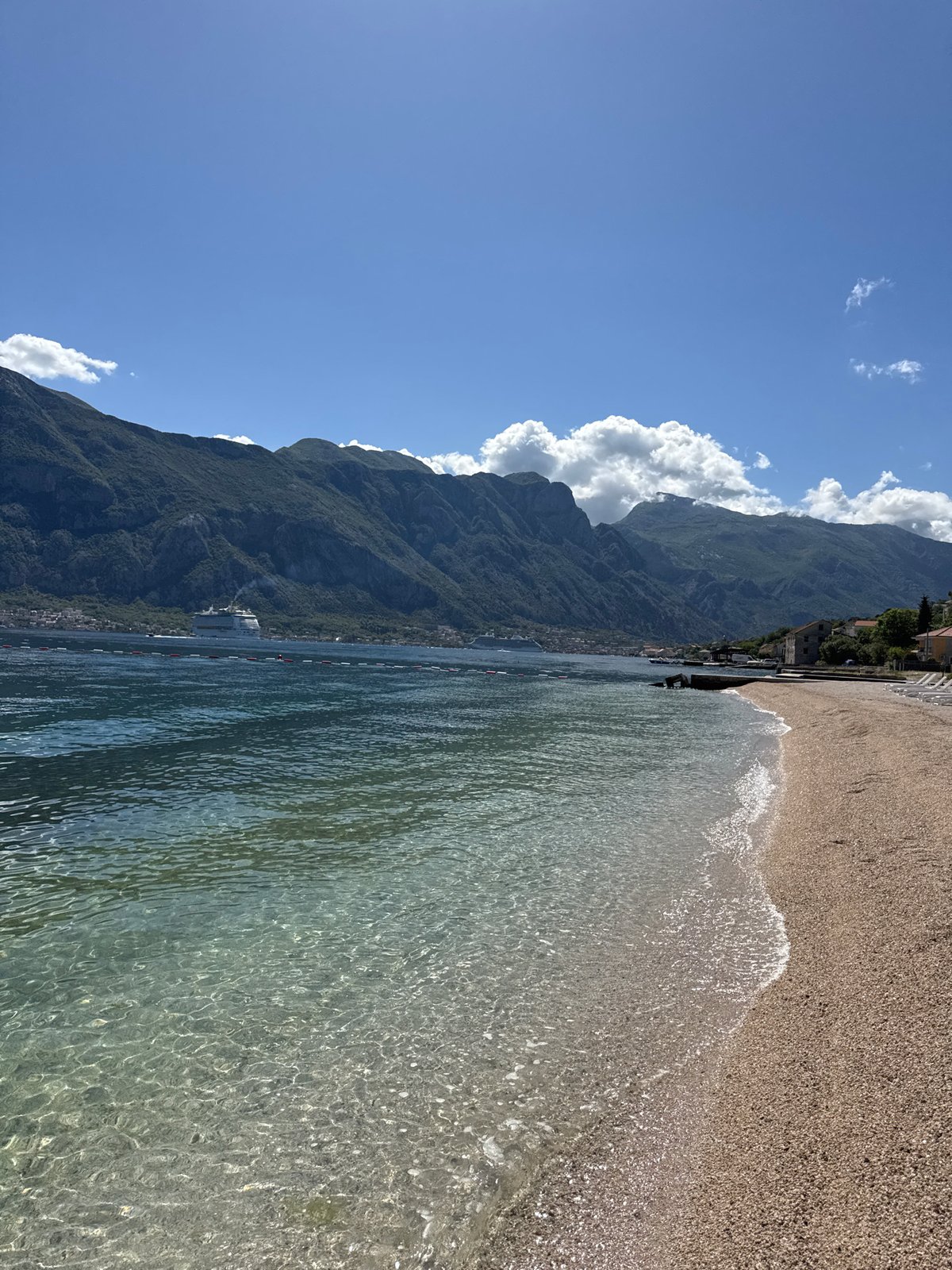 Morning beach scenes documented in Prčanj, Montenegro