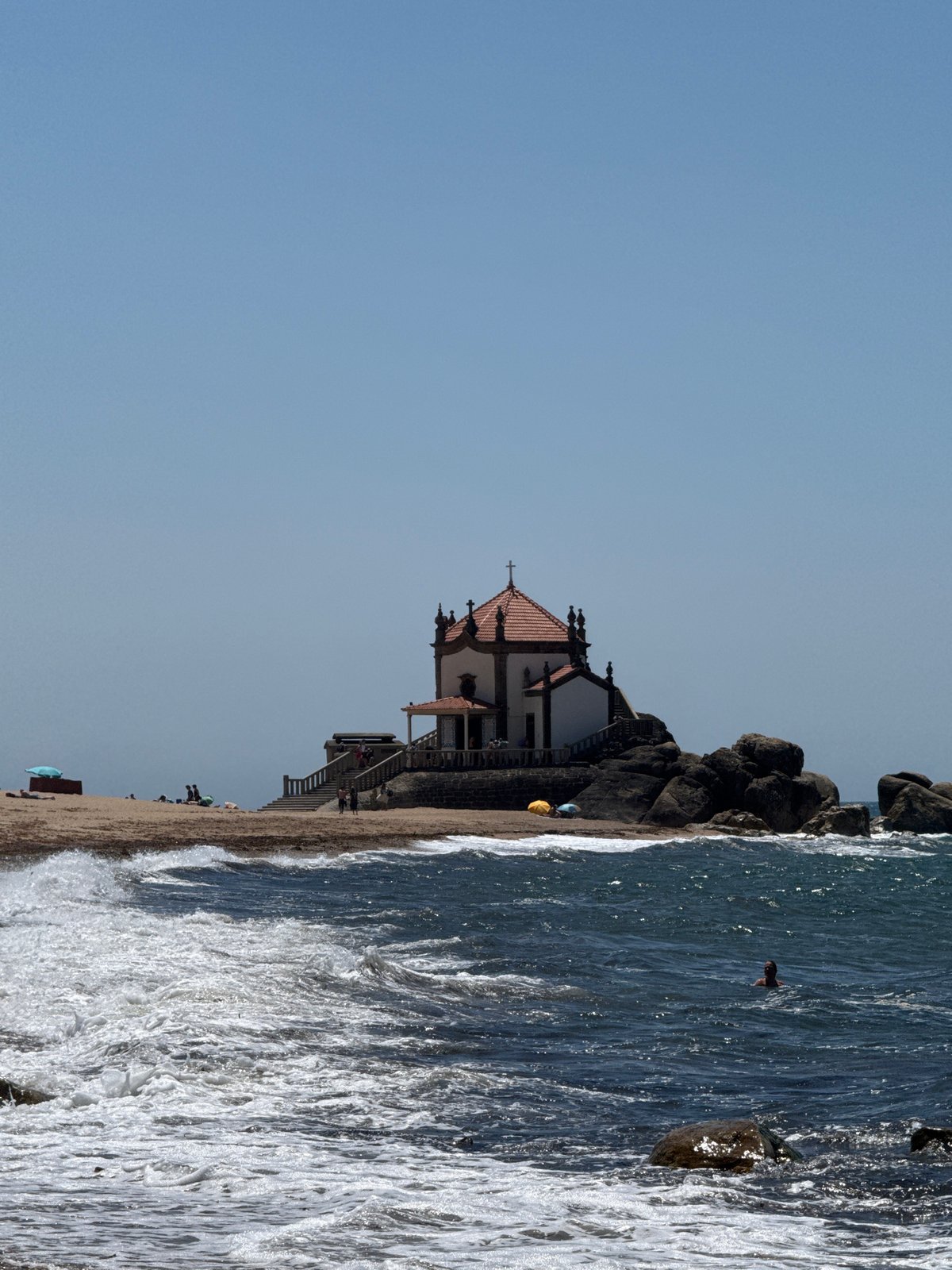 Chapel on the rocks at Miramar beach, Portugal