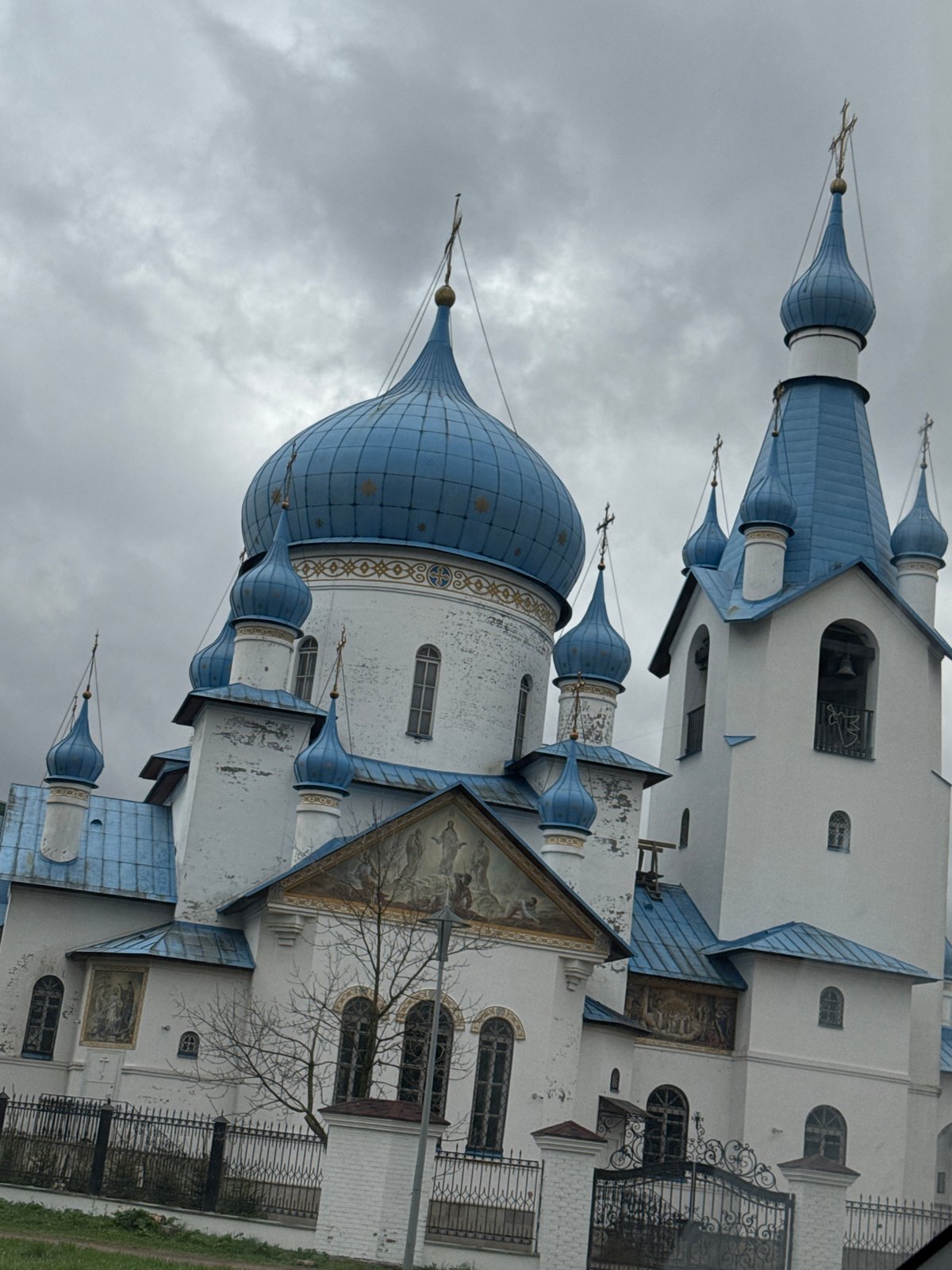 Orthodox church with multiple domes observed in Saint Petersburg