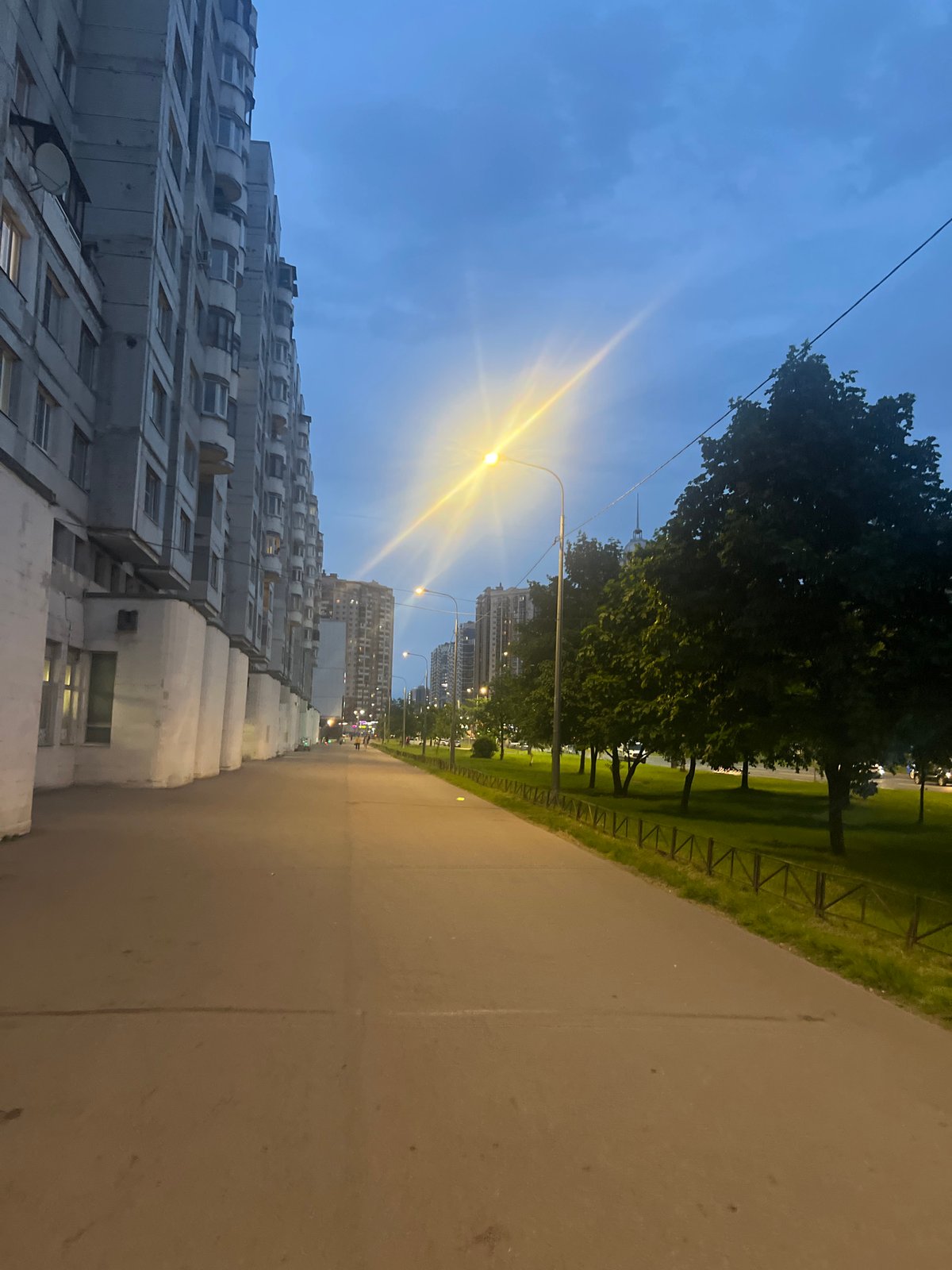 Evening street scenes documented across Saint Petersburg neighborhoods