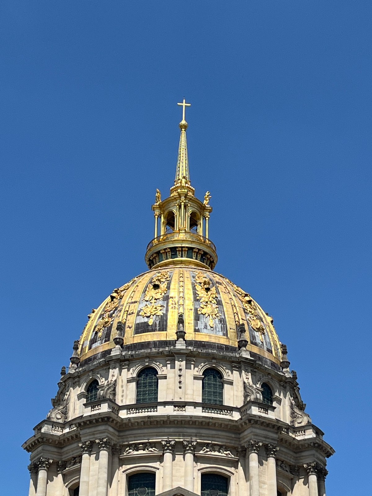 Les Invalides golden dome and Paris landmarks on a sunny afternoon