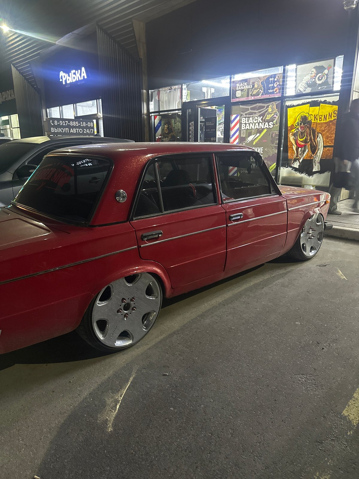 Red Lada with custom rims spotted parked in Nizhnekamsk