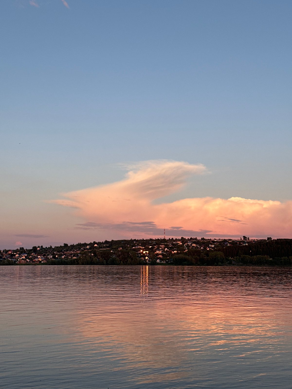 Sunset evening on the Kama River, selfies and riverside hangouts