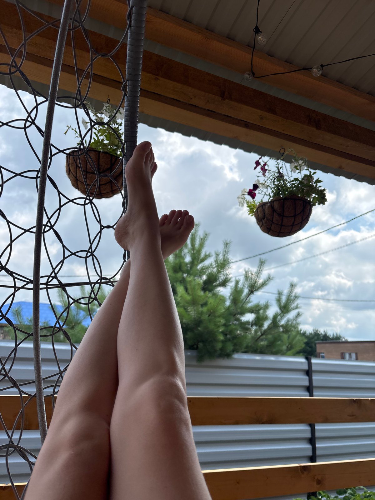 Relaxed morning on a deck in Chaikovsky, Russia