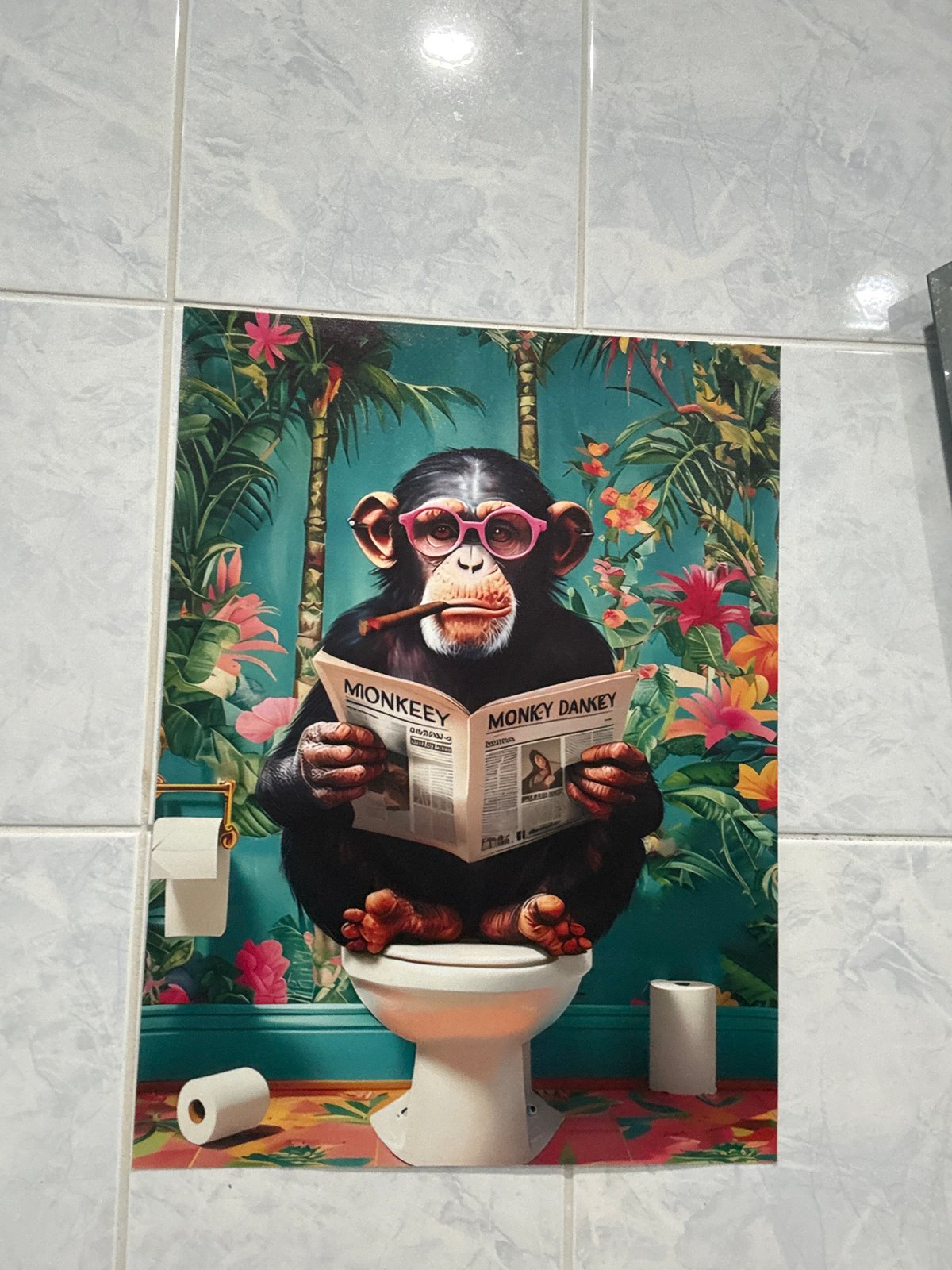 Quirky Chimpanzee Bathroom Tile Spotted in Bulgarian City