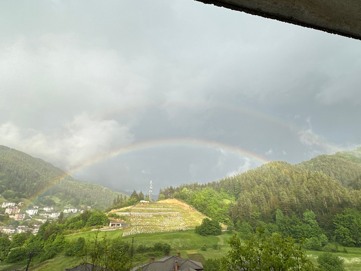 Rainbow arcs over Bulgarian village of Chepintsi