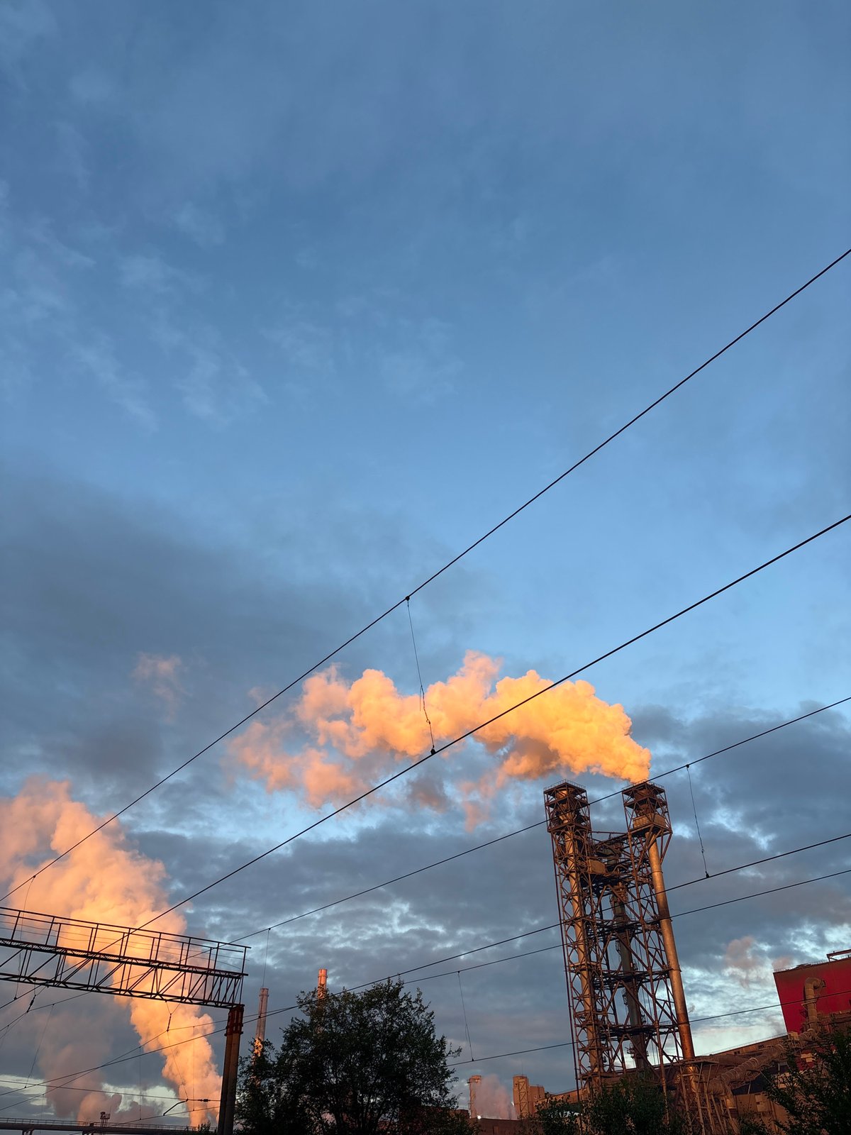 Smokestacks billowing over Magnitogorsk's industrial skyline
