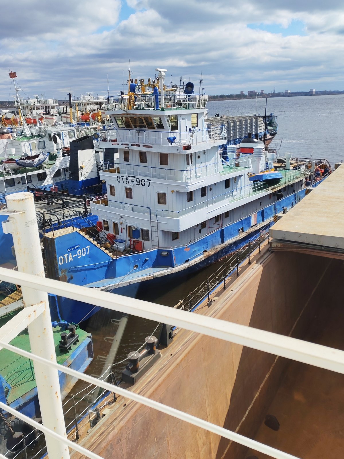 Morning documentation of Rybinsk port operations and maritime infrastructure
