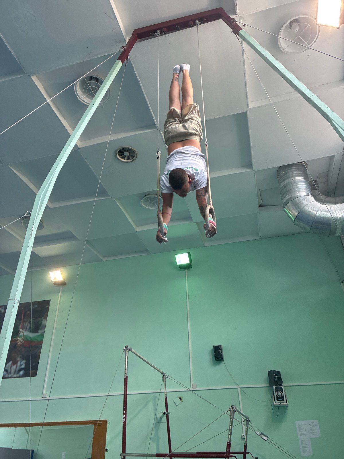 Gymnastics training session documented at Blagoevgrad gymnasium