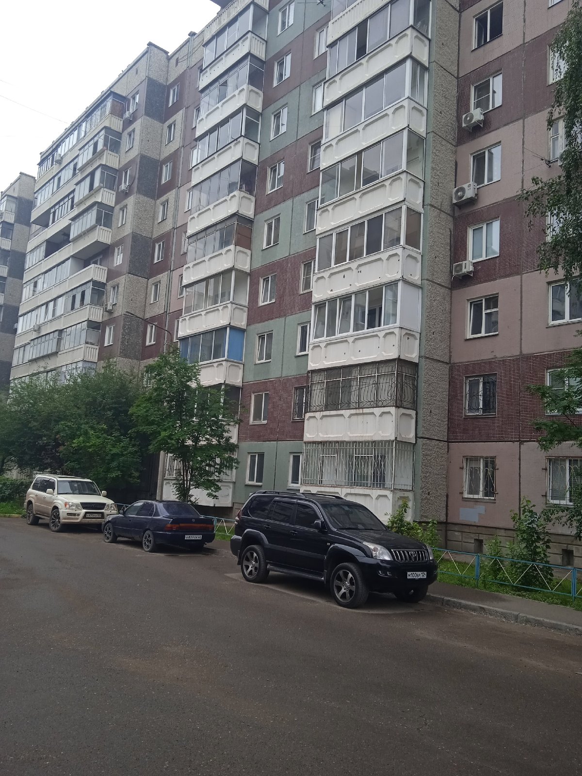Quiet summer morning in a Krasnoyarsk residential neighborhood