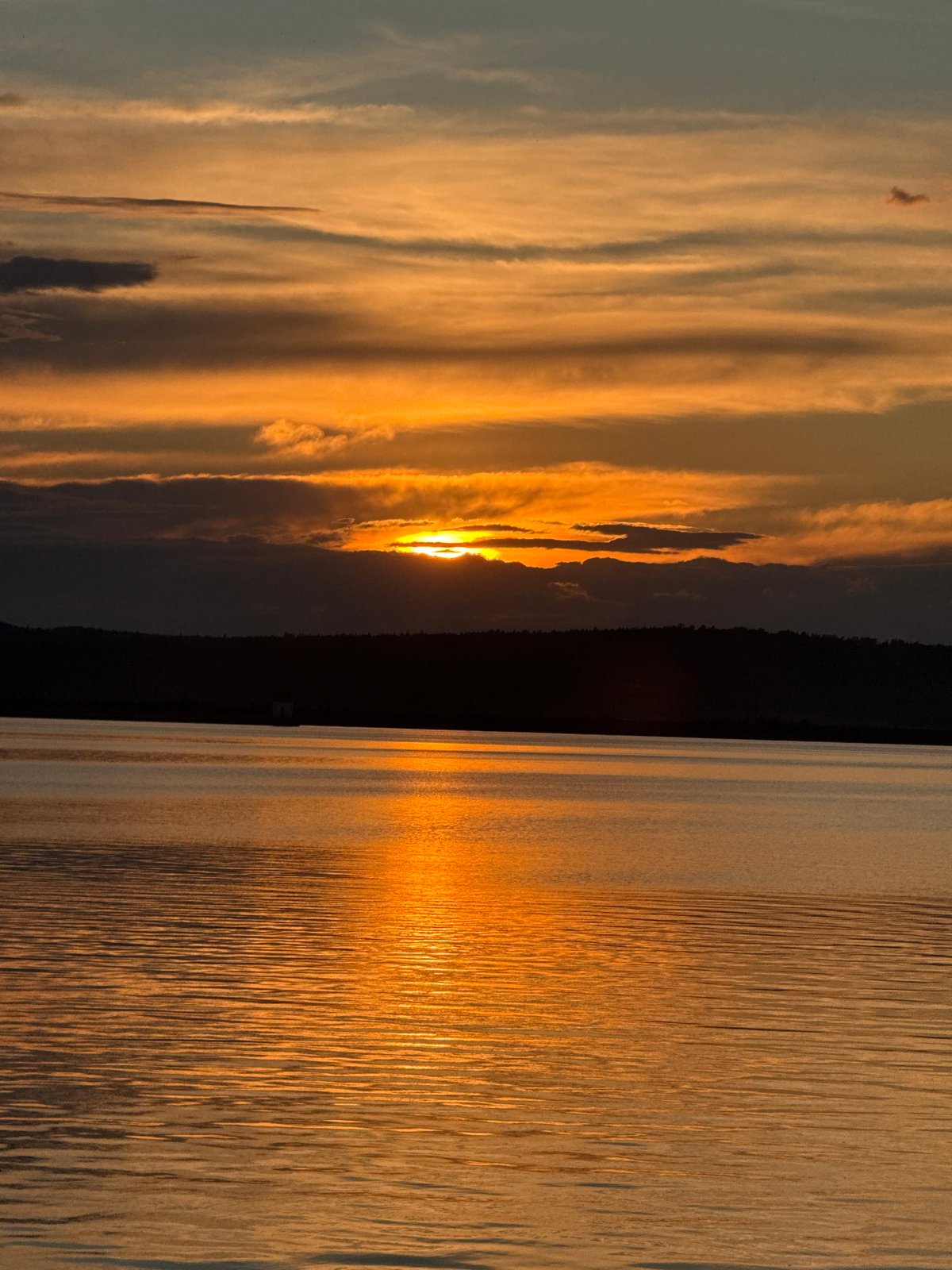 Golden hour along a Russian riverside, June evening