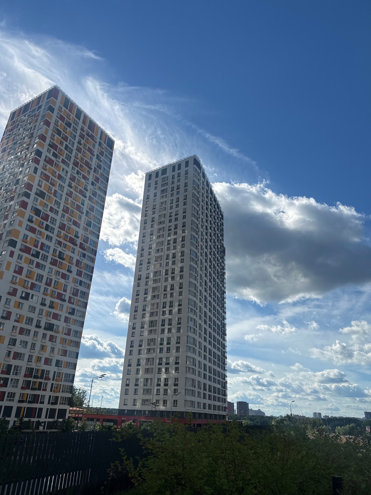 Afternoon at a colorful modern residential complex