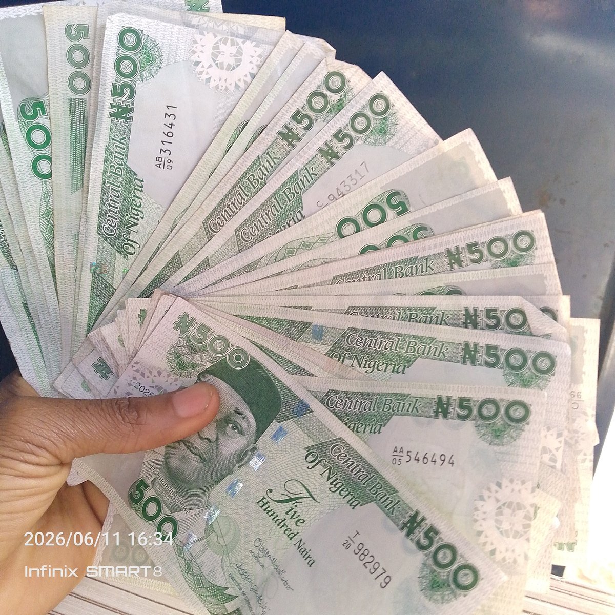 Daily life moments include Nigerian currency handling and casual activities