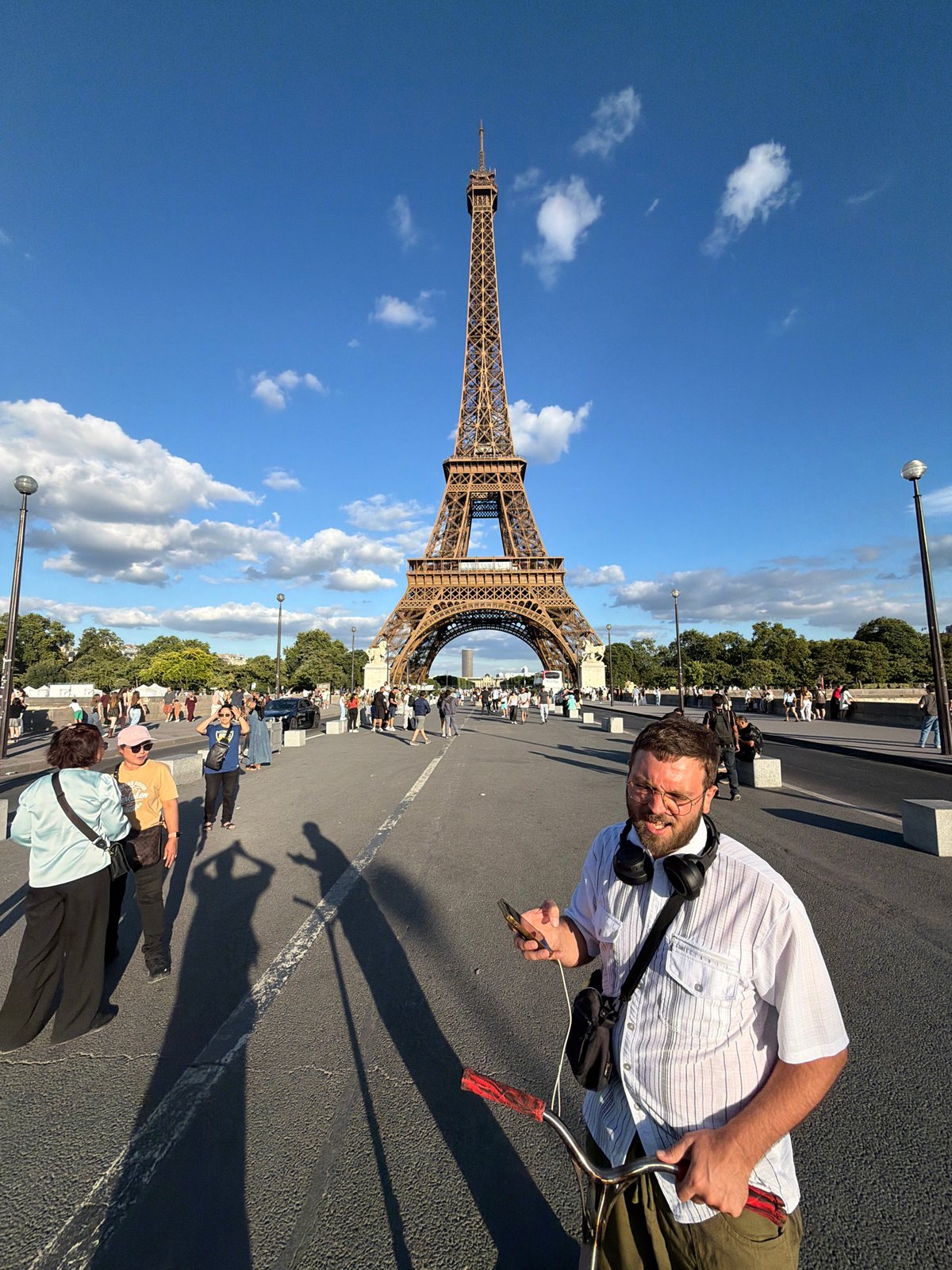 Sunny afternoon at the Eiffel Tower, multiple angles