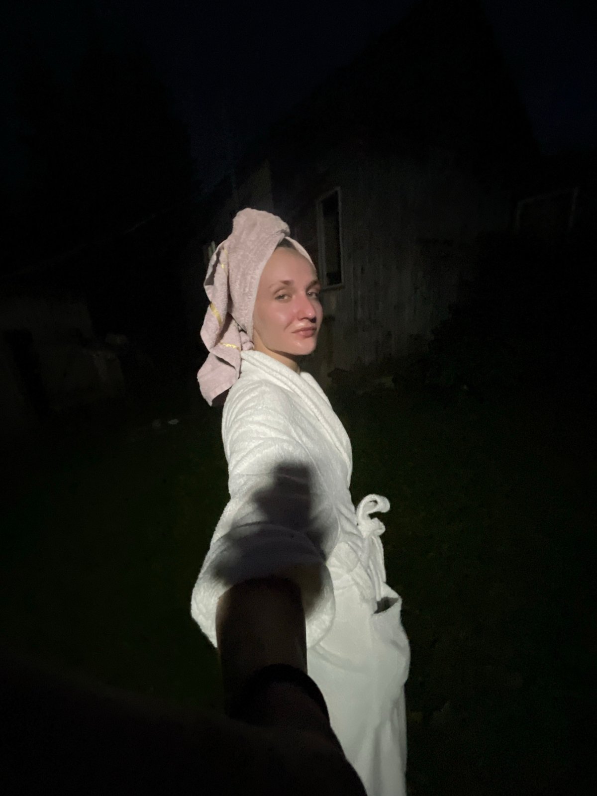 Banya night in Sharkan: robes, strawberries, and couch selfies